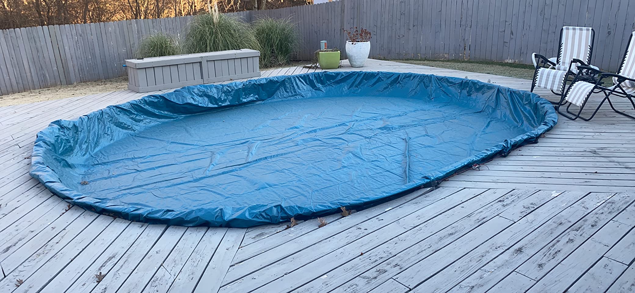 Robelle 16 x 32 ft Heavy Duty Green Winter Oval Pool Cover for Above Ground Pools, 4 ft Overlap (20 x 36 ft Cover Size), Solid 8 x 8 Scrim, 2.36 oz/yd2, 10-Year Warranty customer photo 1