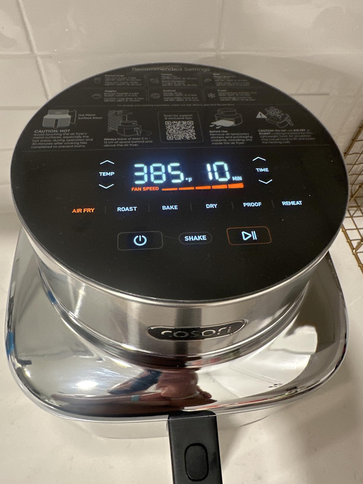 Cosori Iconic Stainless Steel 6.5 Qt Smart Air Fryer, PFAS-Free Ceramic Coating, Max 450F, Air Fry, Roast, Bake, Dry, Proof, Reheat, Dishwasher-Safe Basket, Chef-Crafted Recipes customer photo 2