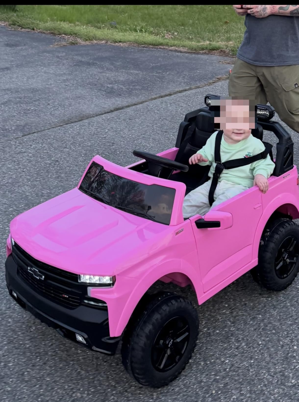 First Ride On 24V 2 Seater Ride on Car for Kids, Licensed Chevrolet Silverado Electric Car for Kids with Remote Control, Ride on Truck with Bluetooth, LED Lights and Seat Belts (White) customer photo 1