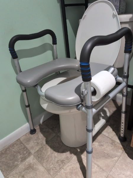 KingPavonini Toilet Seat Risers for Seniors, Raised Toilet Seat with Handles with Adjustable Height & Width, Soft Padded Seat, Elevated Toilet Seat Riser, Load 500lb, Fit Any Toilet customer photo 2