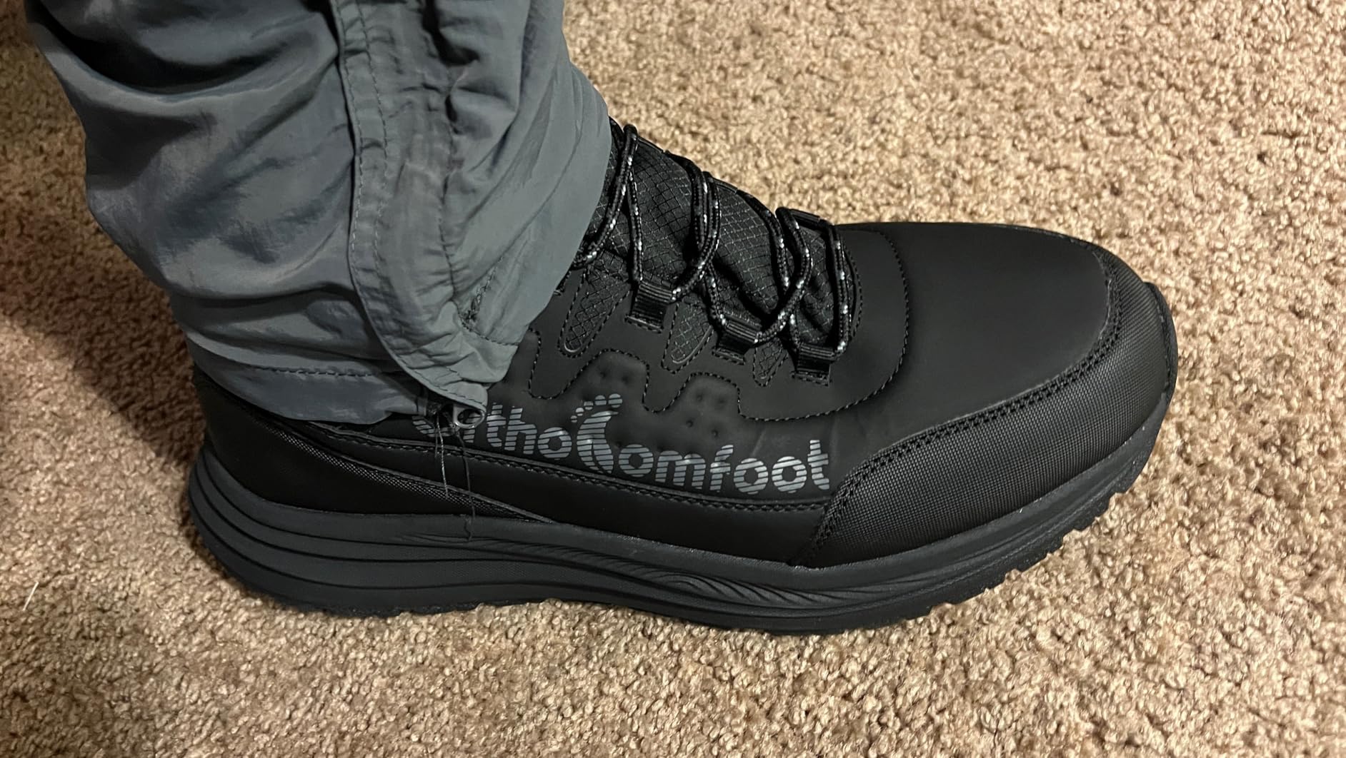 Men's Orthopedic Waterproof Hiking Boots: Plantar Fasciitis Flat Feet Orthotic Mid Ankle Support Trail Sneakers customer photo 1
