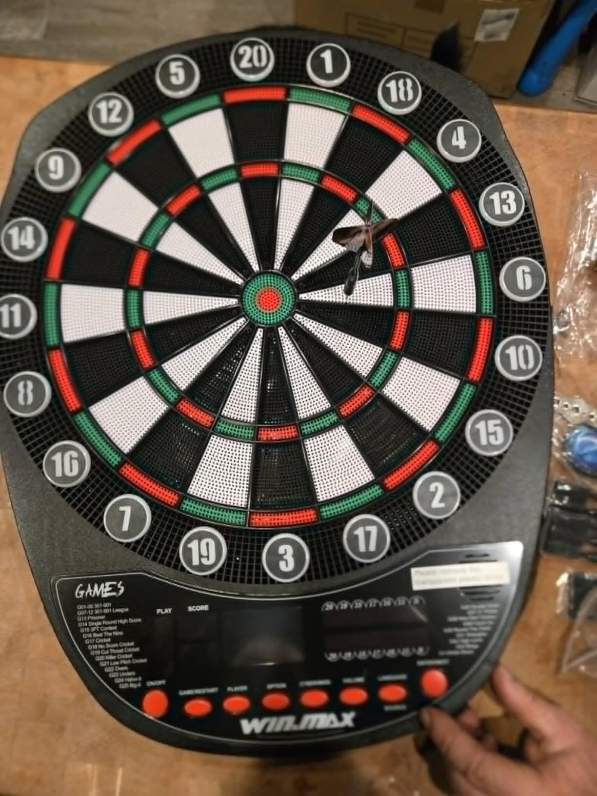 WIN.MAX Electronic Dart Board Soft Tip Dartboard Set LED Displays 3 Languages with 12 Darts 100 Tips Power Adapter customer photo 1