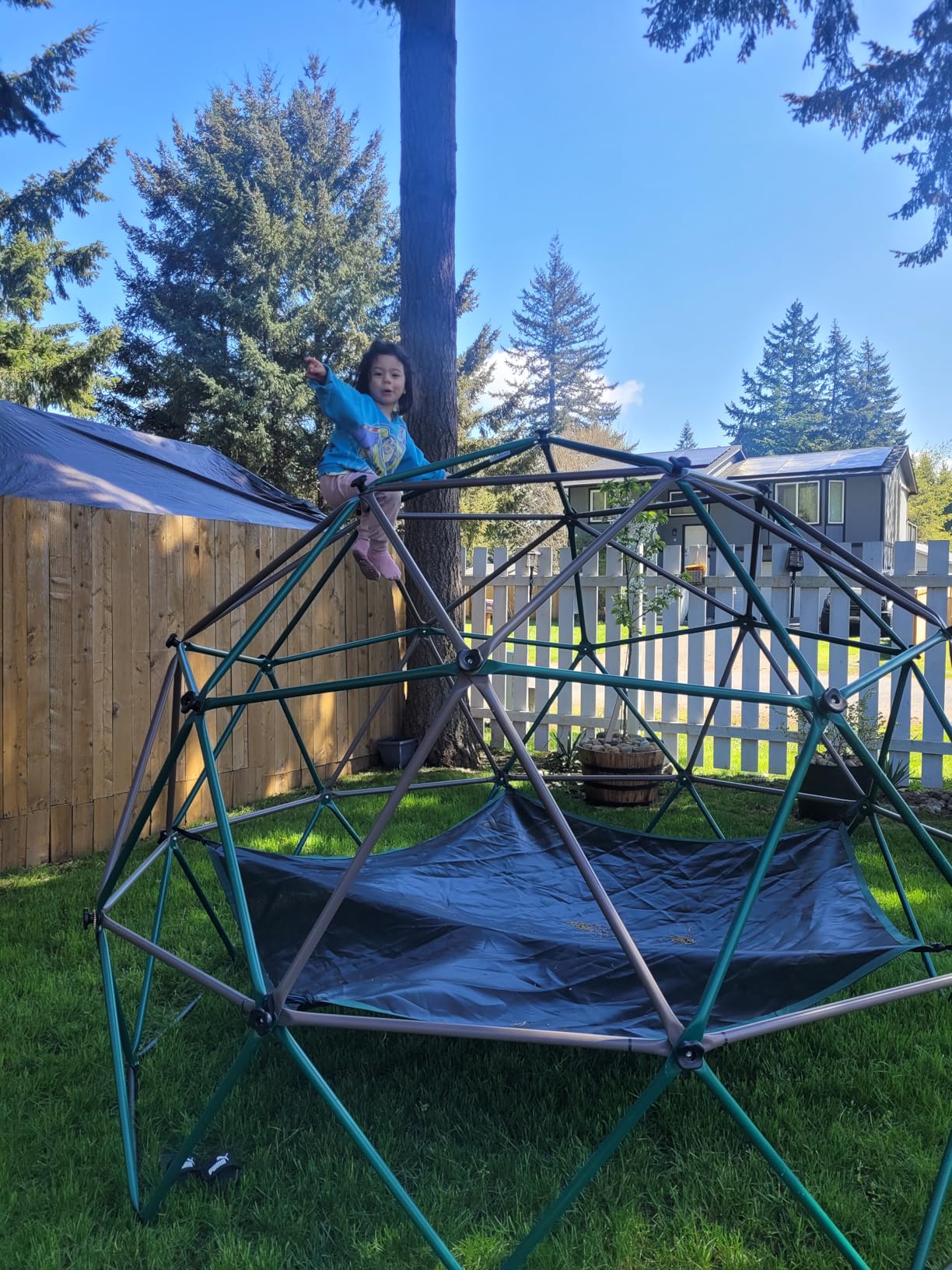 Hapfan 6.5 FT Tall Climbing Dome with Hammock, Large Jungle Gym for Kids Outdoor Backyard, Heavy Duty Monkey Bars Toys for Boys & Girls Ages 3-8 8-12 customer photo 2