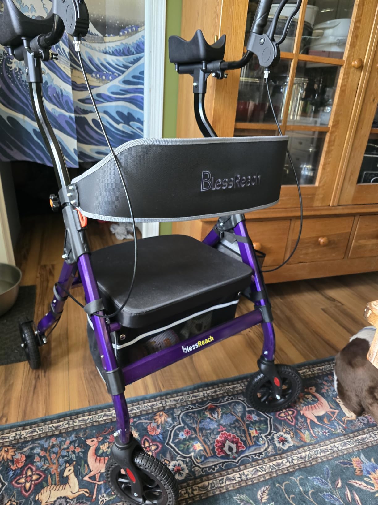 BlessReach Heavy Duty Upright Rollator Walker for Seniors with Seat, 450lb Capacity, 8