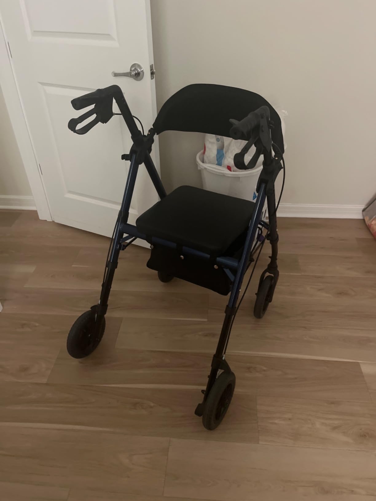 Lightweight Upright Rollator Walker All-Terrain Foldable with Seat and Adjustable Height Backrest, 300 lbs Capacity, 10