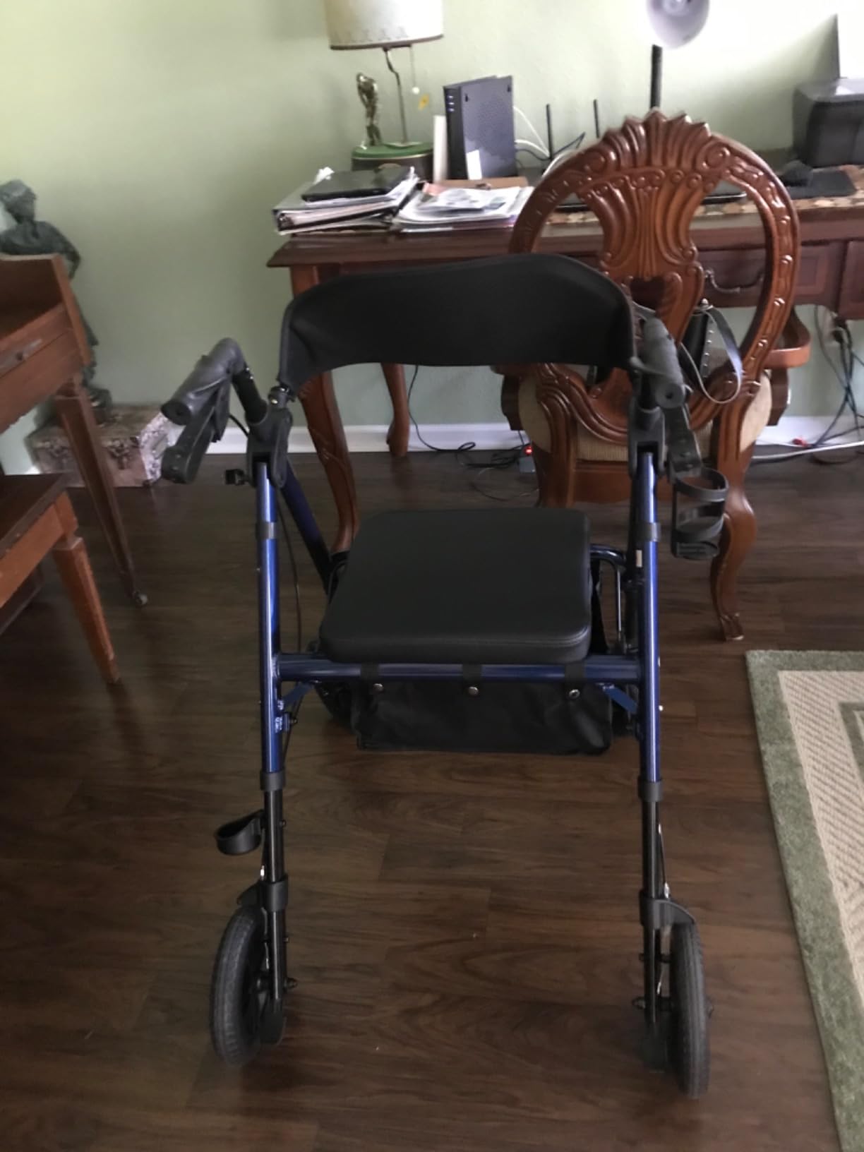 Lightweight Upright Rollator Walker All-Terrain Foldable with Seat and Adjustable Height Backrest, 300 lbs Capacity, 10