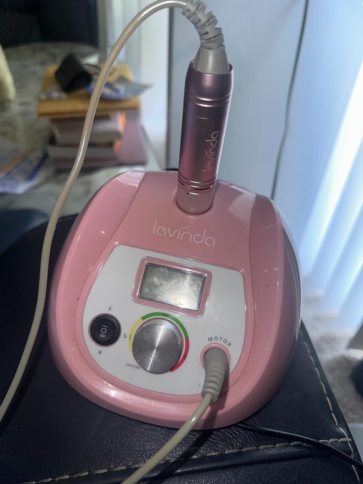 Lavinda Professional Nail Drill - 35,000 RPM Rechargeable Electric File, Iridescent Pearl Finish with Seamless Touch Screen, Cordless, Fast-Charging 3000mAh Battery & 8-Piece Bit Set for Salon customer photo 1