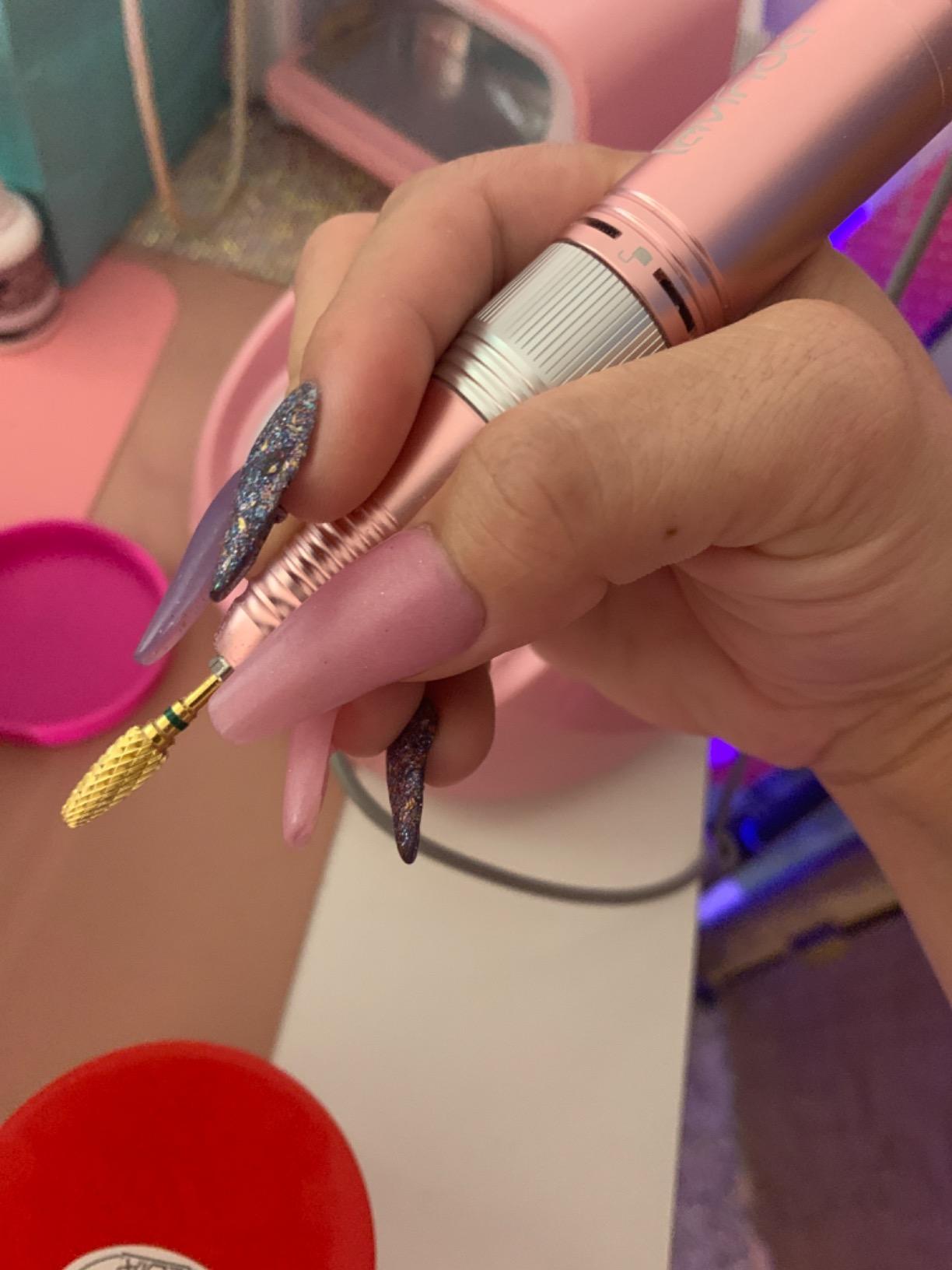 Lavinda Professional Nail Drill - 35,000 RPM Rechargeable Electric File, Iridescent Pearl Finish with Seamless Touch Screen, Cordless, Fast-Charging 3000mAh Battery & 8-Piece Bit Set for Salon customer photo 2