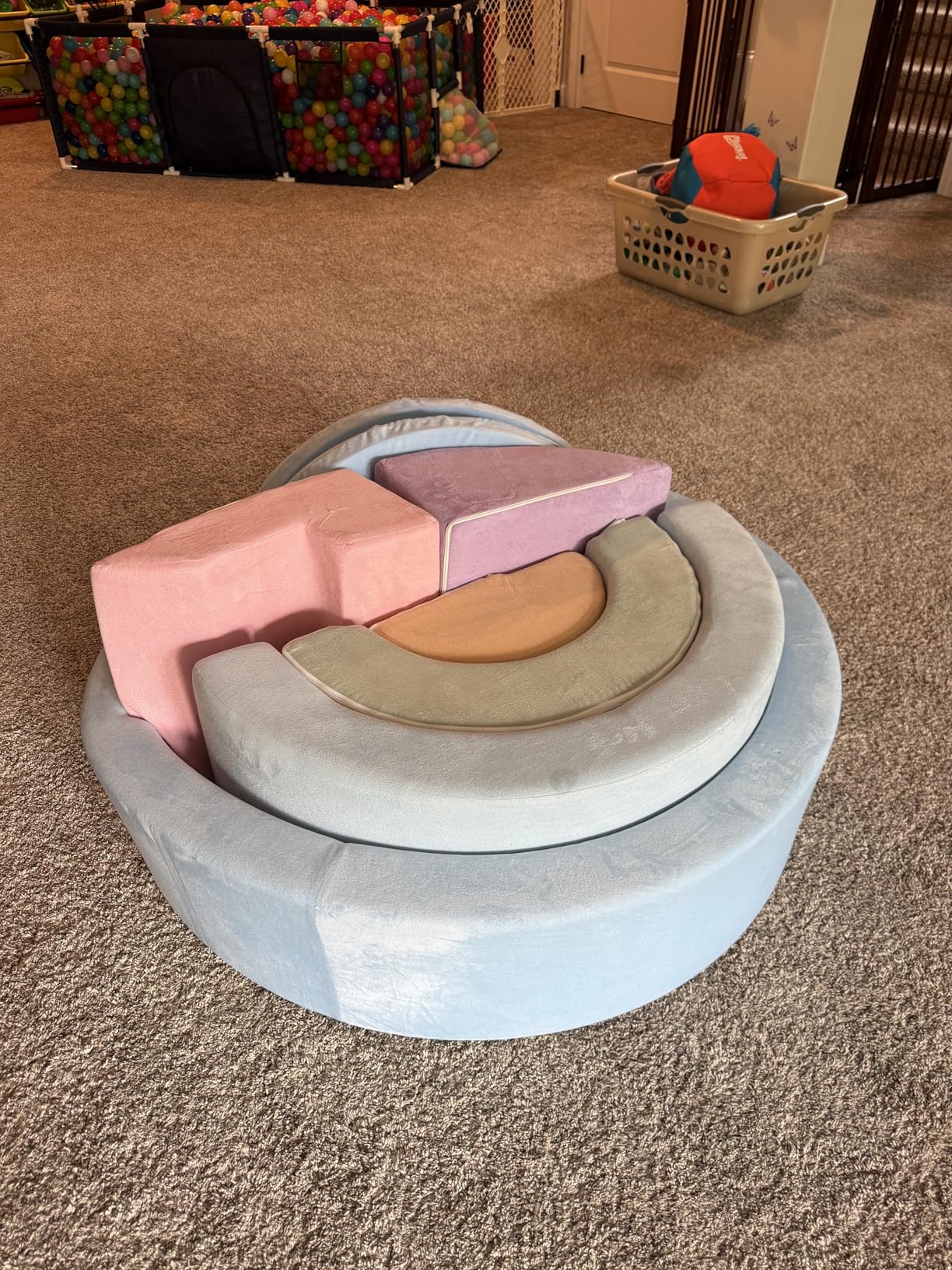 cossy Foam Climbing Blocks for Toddlers, 38 x 38in Round Ball Pit for Babies, 8pcs Toddler Climbing Toys Indoor, Soft Play Set, Baby Climbing Blocks, Ideal for Crawling & Climbing(Balls Not Included) customer photo 2