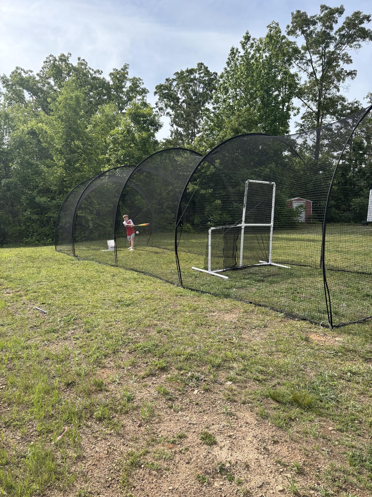 VEVOR Baseball Batting Cage,Professional Softball Baseball Batting Hitting Training Net,Heavy Duty Enclosed PE Practice Portable Pitching Cage Net with Door&Carry Bag,for Backyard,Field,Indoor&Outdoor customer photo 1