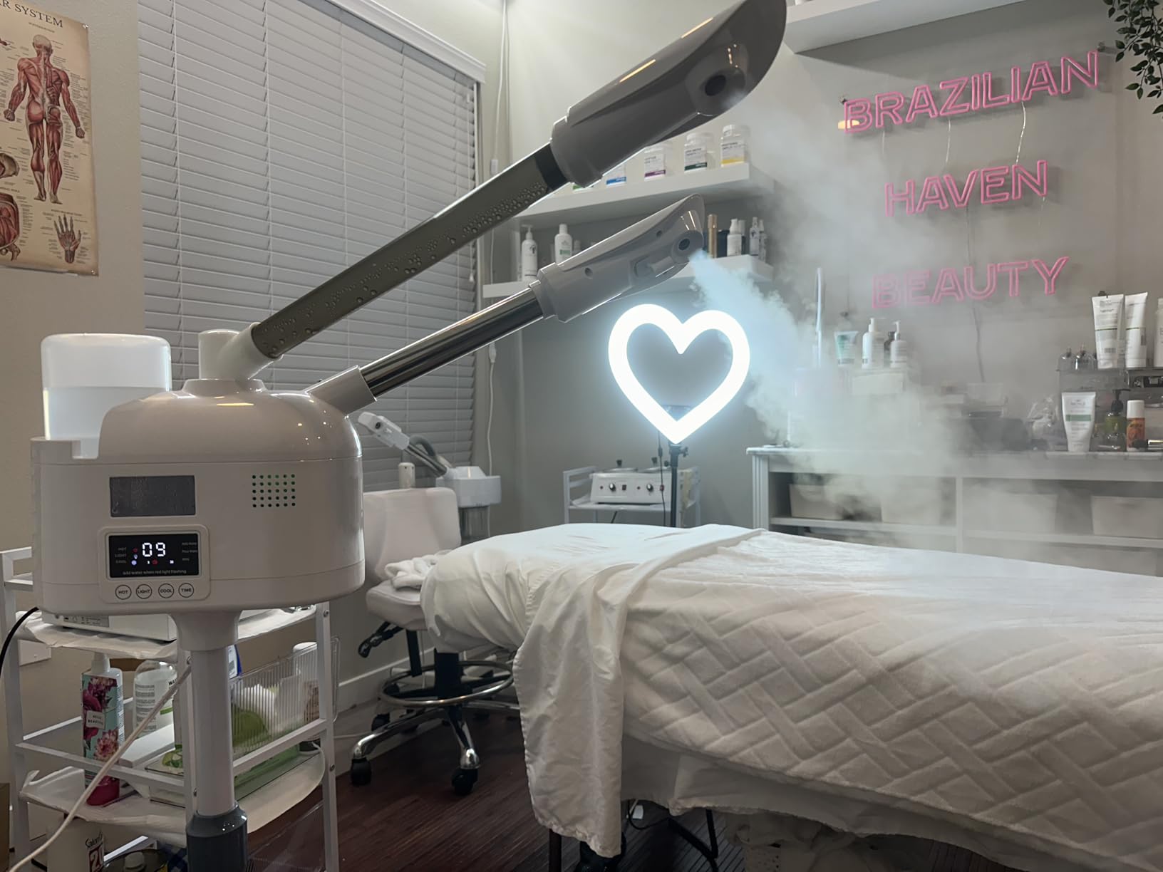 Artist hand Facial Steamer Professional 4 in 1 Hot and Cold Facial Steamer with 5X LED Magnifying Lamp, Esthetician Steamer for Facial Fast Heating, Skin Care Machine for Beauty Salon Spa Home Use customer photo 2