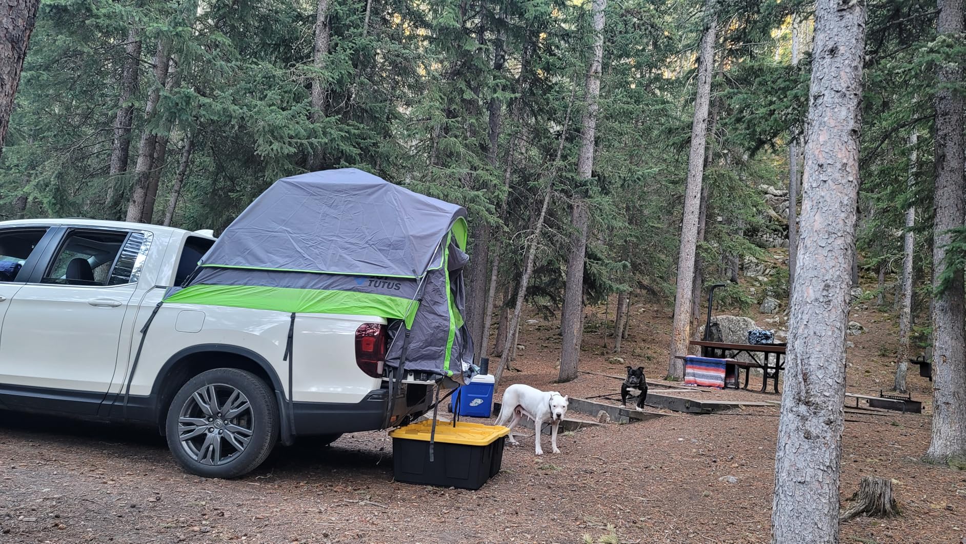 JOYTUTUS Semi-Automatic Truck Bed Tent with Awning, Easy Set-up with Pre-Assembled Design, 2 Person Portable Truck Camping Tent with Rainfly for 5.0FT-6.5FT Pickup Truck Bed, Waterproof PU2000mm customer photo 1
