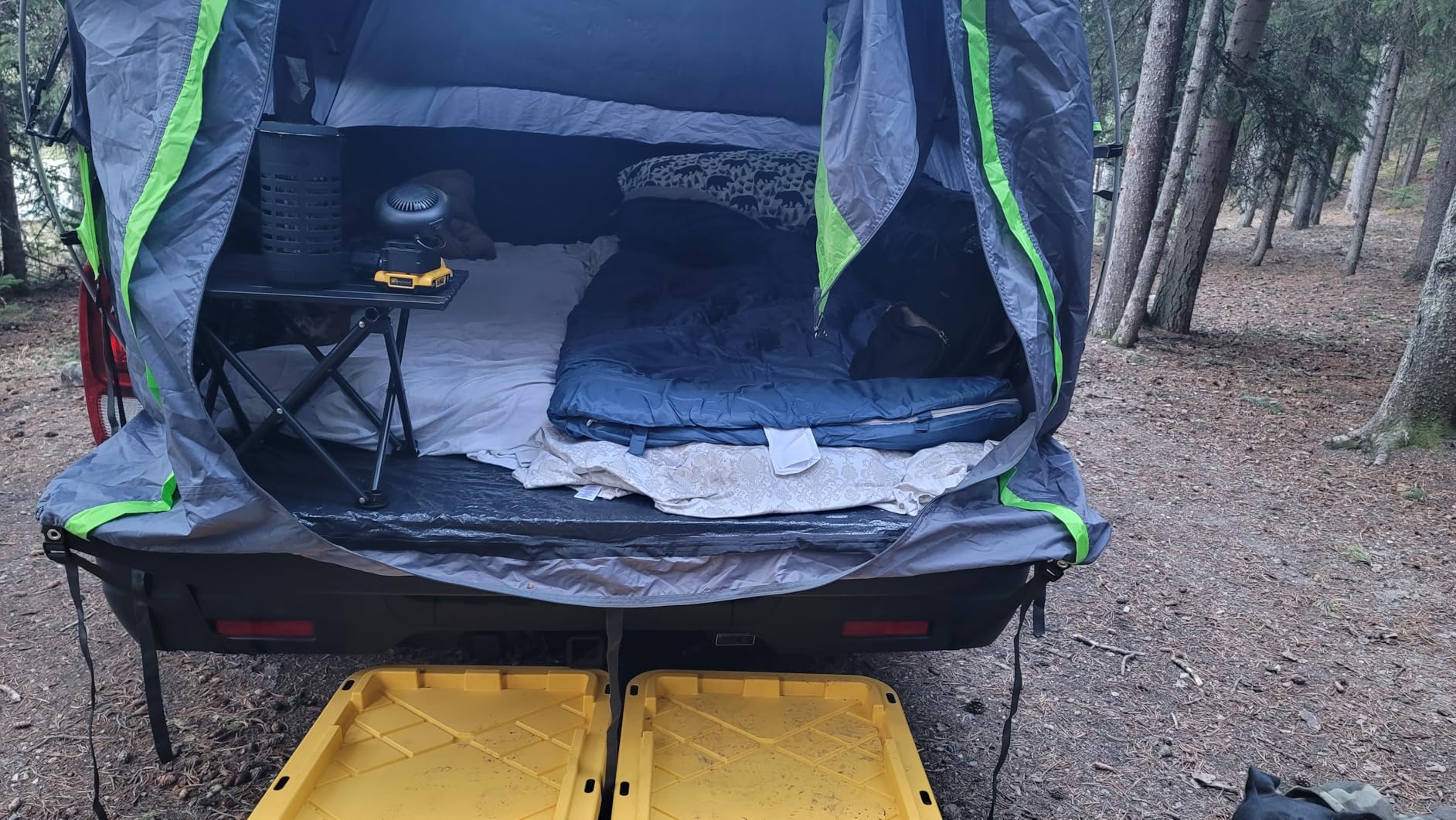 JOYTUTUS Semi-Automatic Truck Bed Tent with Awning, Easy Set-up with Pre-Assembled Design, 2 Person Portable Truck Camping Tent with Rainfly for 5.0FT-6.5FT Pickup Truck Bed, Waterproof PU2000mm customer photo 2