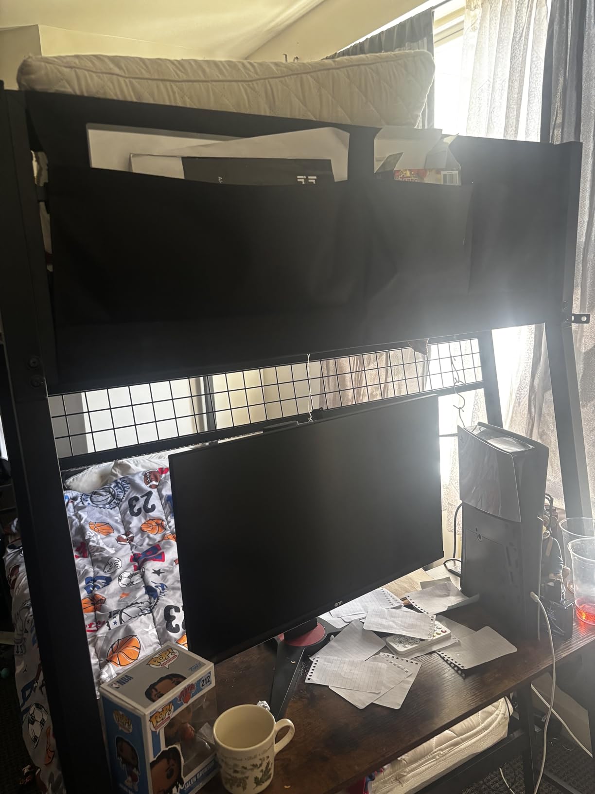 HAUOMS Bunk Bed for Small Space, Twin Over Twin Bunk Beds with Desk, Power Outlets, RGB LED Lights, Storage, Metal Beds with Safety Guardrail & Ladders, No Box Spring Needed (White, Twin) customer photo 1