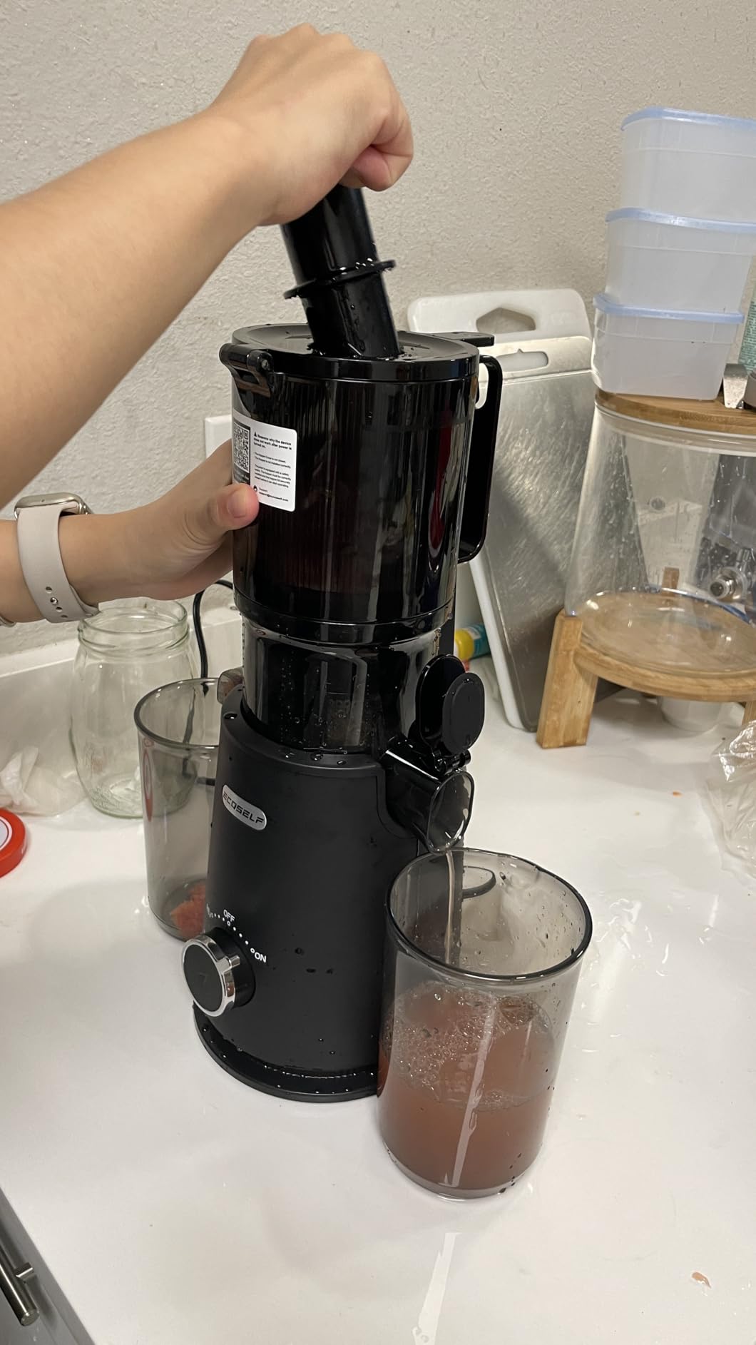 ECOSELF Cold Press Juicer - Wide Mouth Hopper for Fruits & Vegetables & Leafy Greens - Juicer Machines with Self Feeding - Hands-Free Design - Juice Extractor Machine Easy to Clean With Brush customer photo 1