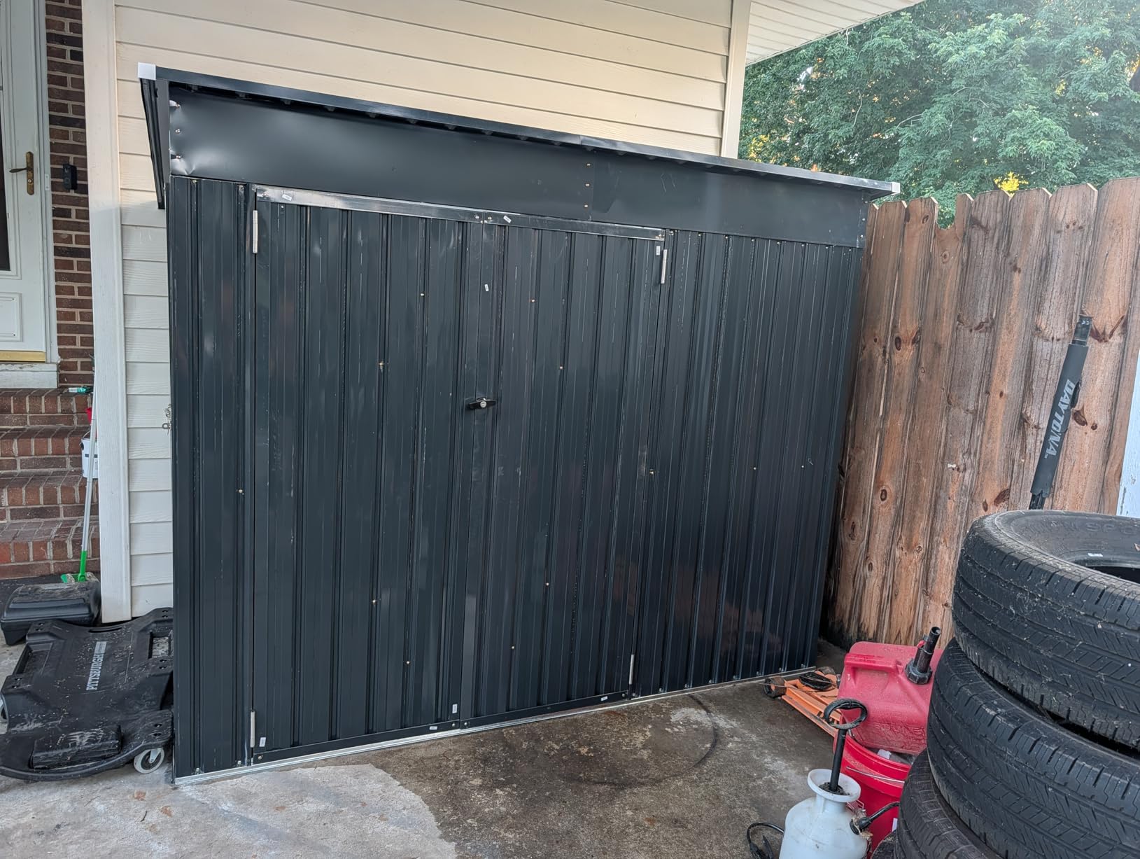 Aoxun 7.5'x4' Triple Door Shed Outdoor Storage Shed Black customer photo 2