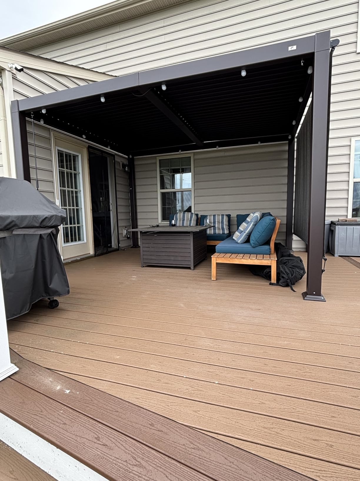 PURPLE LEAF 10' x 10' Louvered Pergola Outdoor Adjustable Louvre Shade Modern Patio Aluminum Pergola with Retractable Roof for Deck Backyard Garden Hardtop Gazebo, Bronze customer photo 2