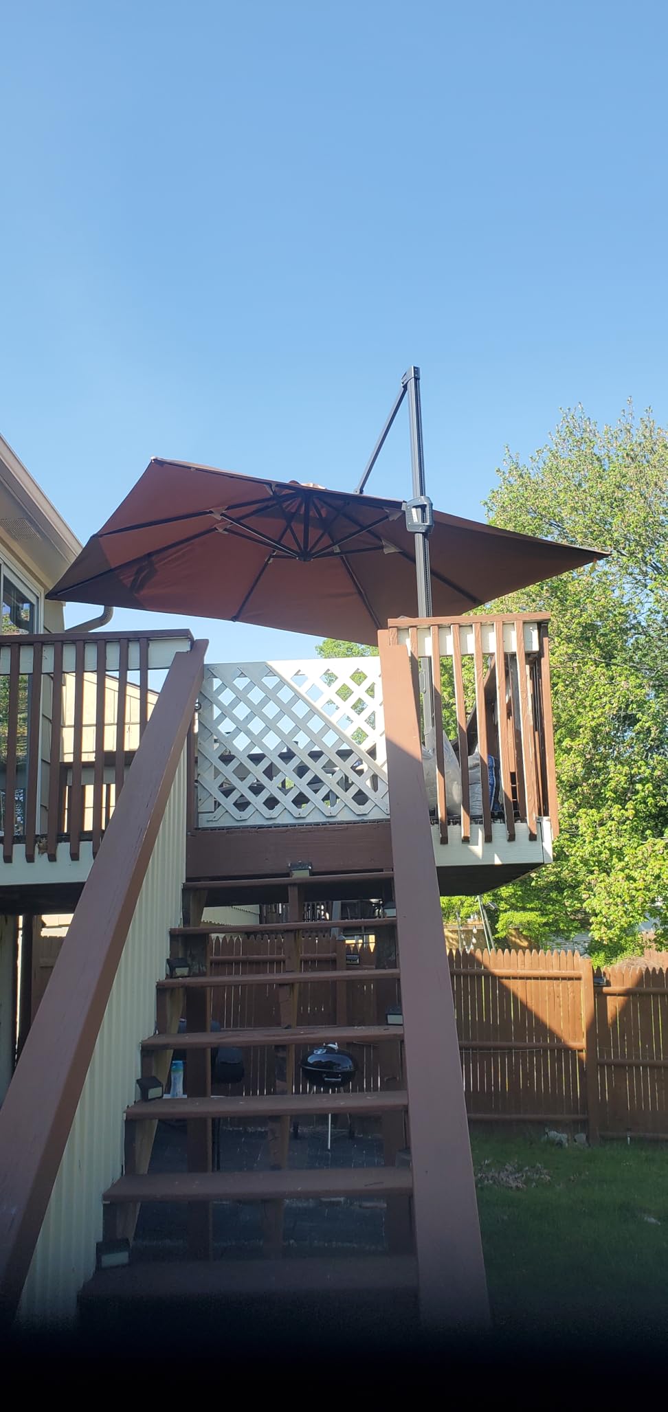 GarveeLife Large Cantilever Patio Umbrella, 10 ft X 10 ft Heavy Duty Aluminum Cantilever Offset Outdoor Umbrella with 360-Degree Rotation for Backyard, Deck, Pool, Tan customer photo 2
