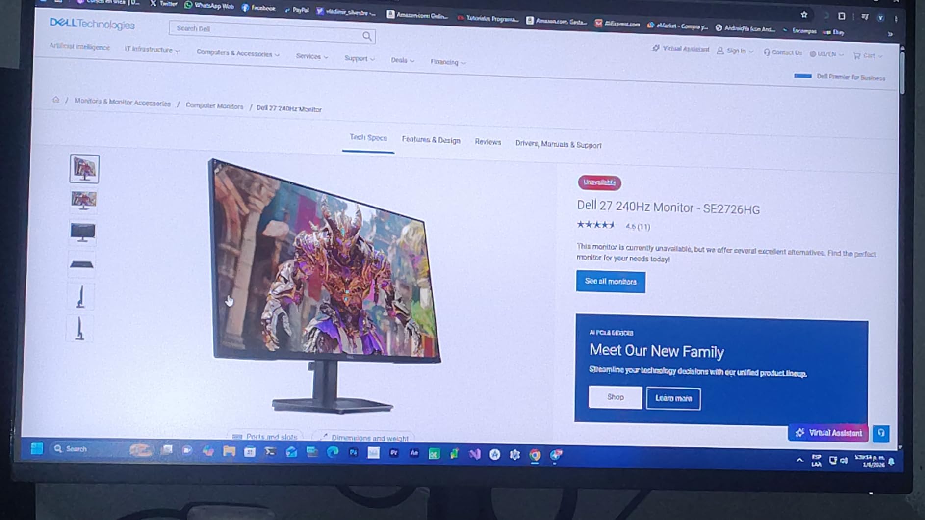 Dell 24 240Hz Gaming Monitor - SE2426HG - 23.8-inch FHD IPS, AMD FreeSync Premium customer photo 2