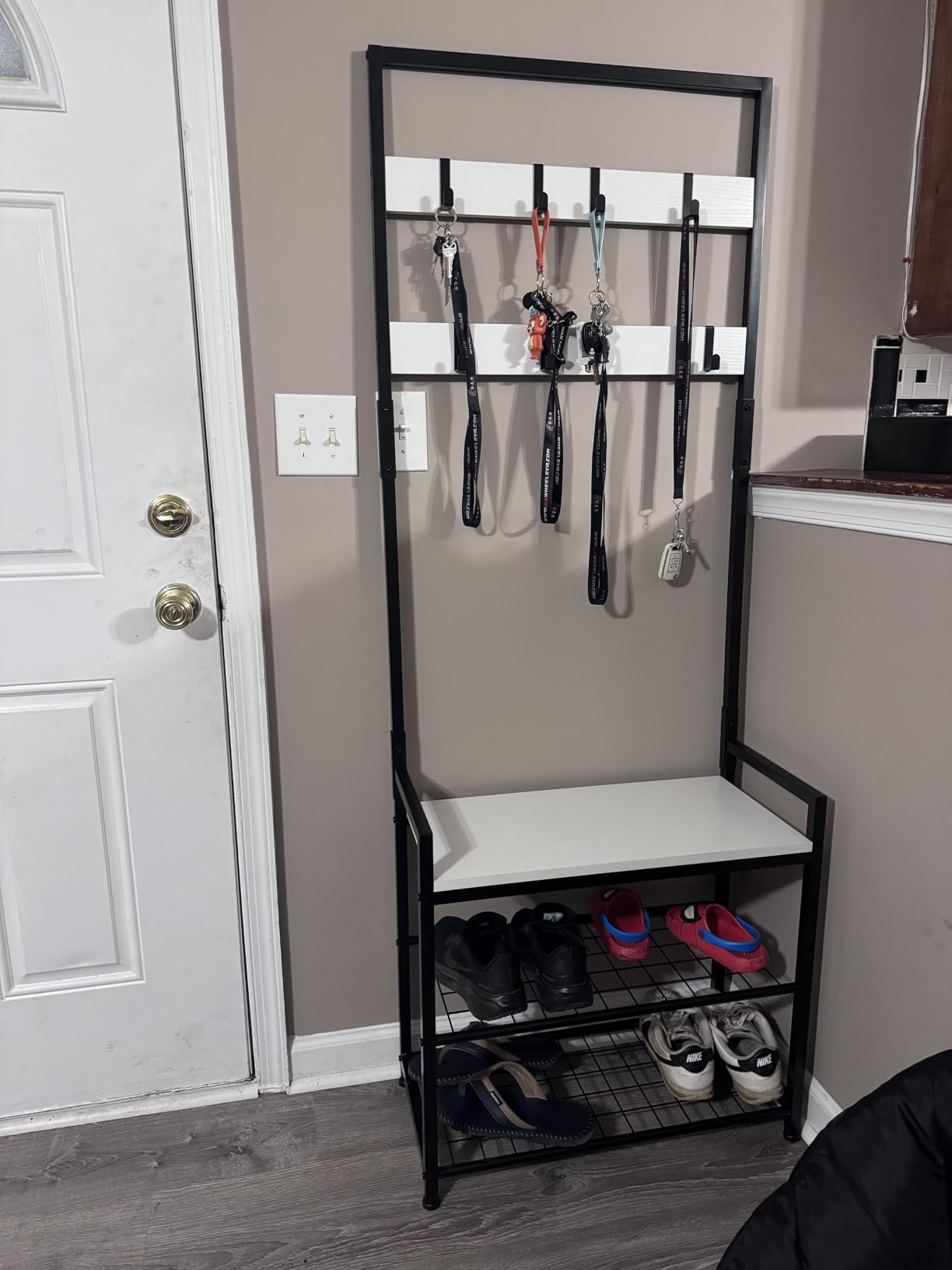 Hall Tree with Shoe Storage Bench - Entryway Bench with Coat Rack and Hooks - 3-in-1 Small Hall Tree for Entry Way, Entrance, Hallway, Doorway, Front Door, Mudroom, Small Space - Rustic Brown customer photo 1