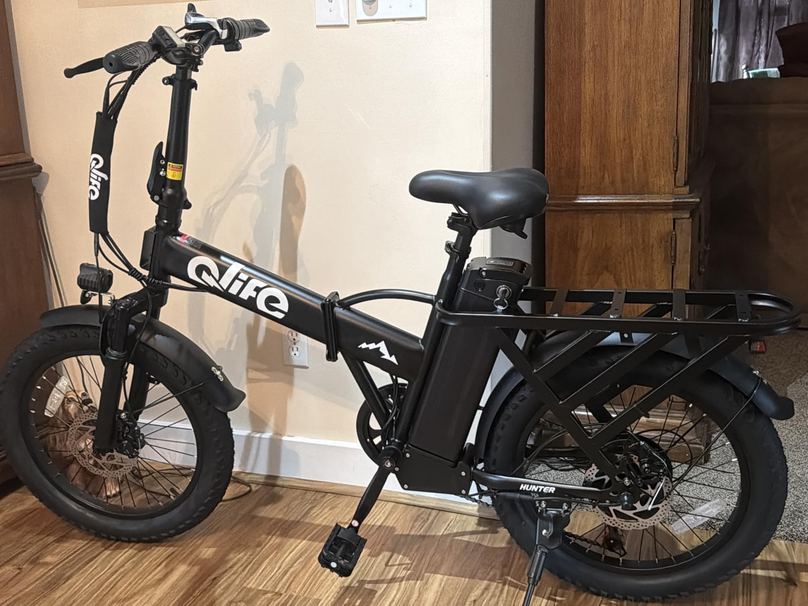 Qlife Hunter Foldable Electric Bike for Adults, Peak 1200W Ebike with 48V 13.5Ah Battery, 65-Mile Range, Heavy-Duty Rear Rack, 20-Inch Fat Tires, Folding E Bike for Commuting & Outdoor Use customer photo 2