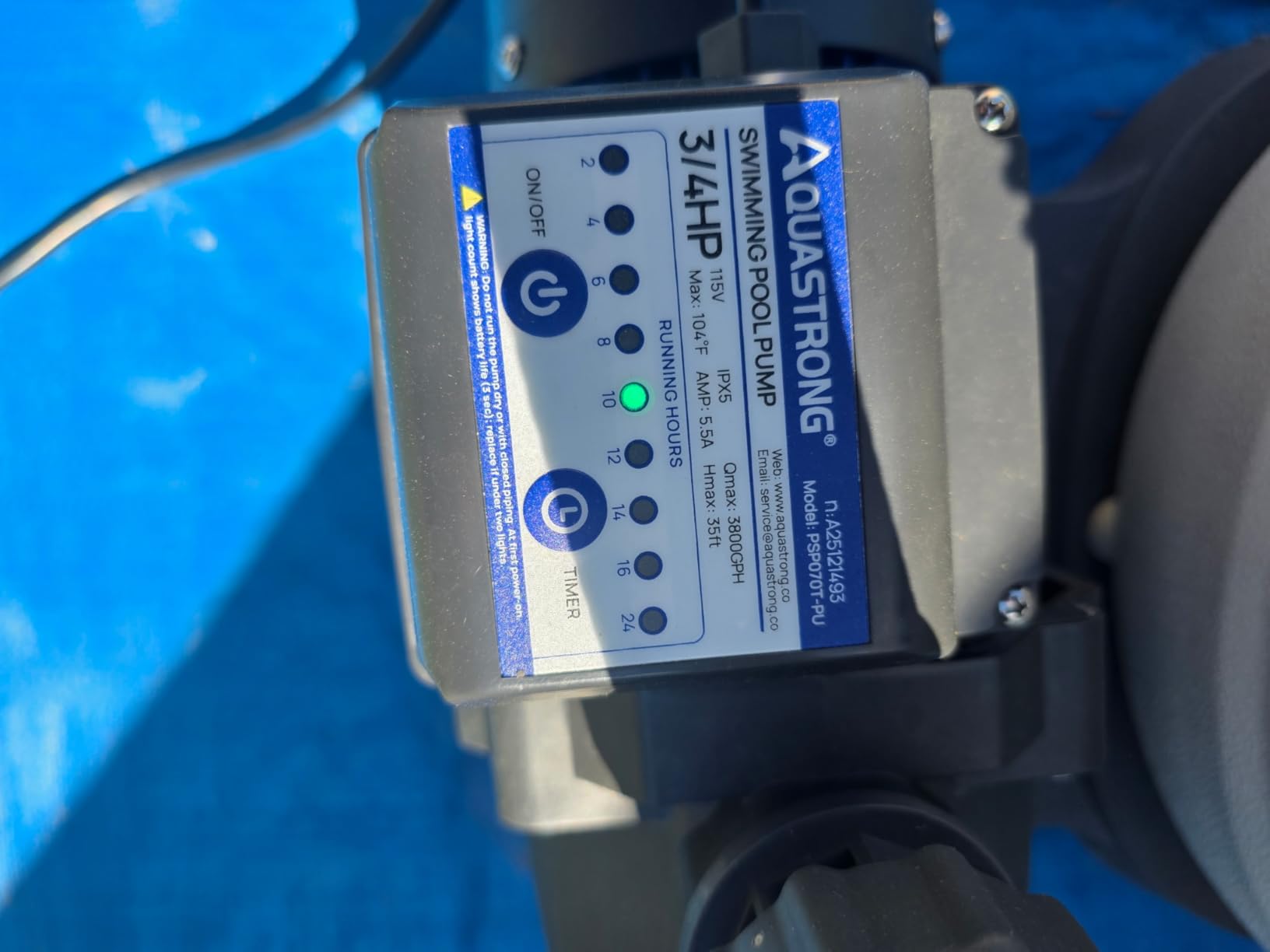 AQUASTRONG 16in Sand Filter Pump for Above Ground Pool with Timer, 3/4 HP Pool Pumps Above Ground 3800 GPH for Pools up to 16000 GAL, Pool Filter with 6-Way Valve, Improved Circulation and Filtration customer photo 1