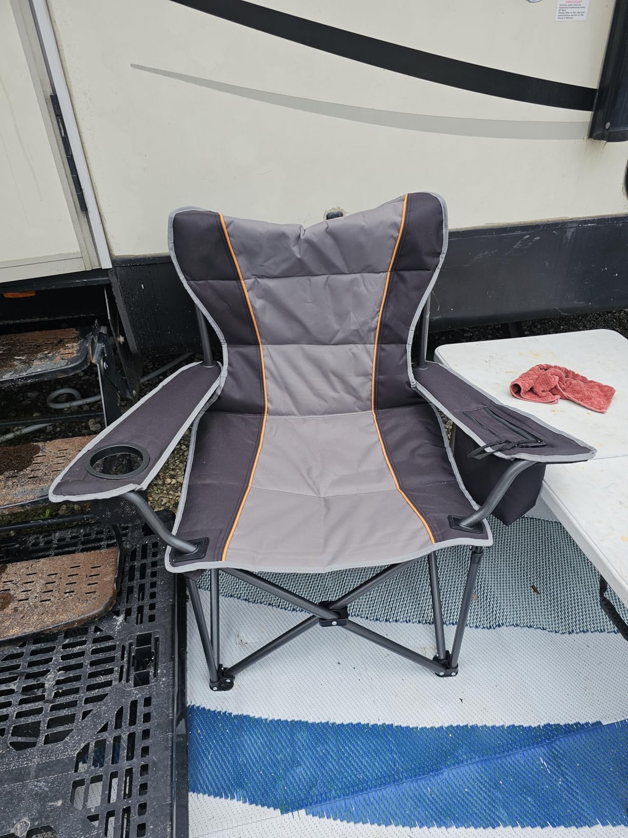 NEWBULIG Oversized Folding Camping Chair for Adults, Portable Outdoor Collapsible Chairs, 500 LBS Heavy Duty Support, with Cup Holders, for Lawn, Fishing, Hiking, Red customer photo 2