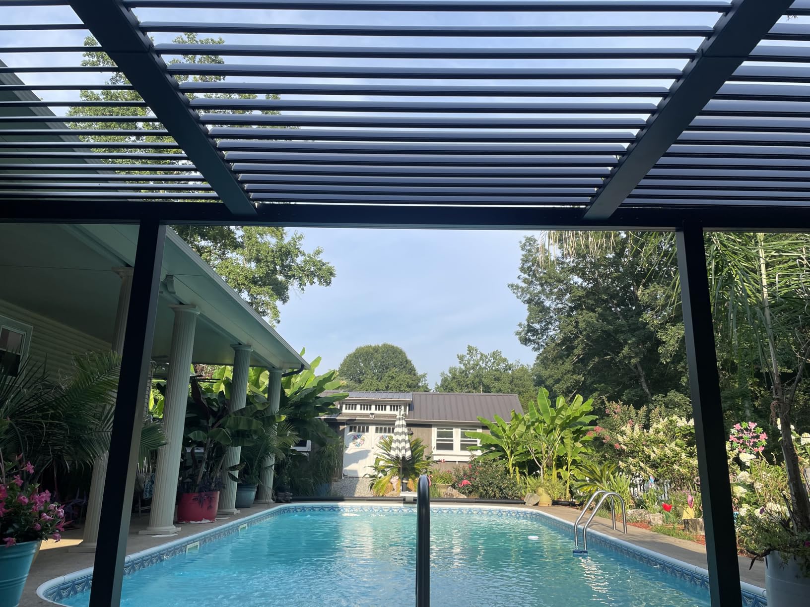 MELLCOM Pergola Louvered 10x12, Metal Hardtop Pergola with Adjustable Roof for Sun & Rain Shade, Outdoor Gazebo with Integrated Drainage System, Modern Rustproof Patio Canopy Carport customer photo 1