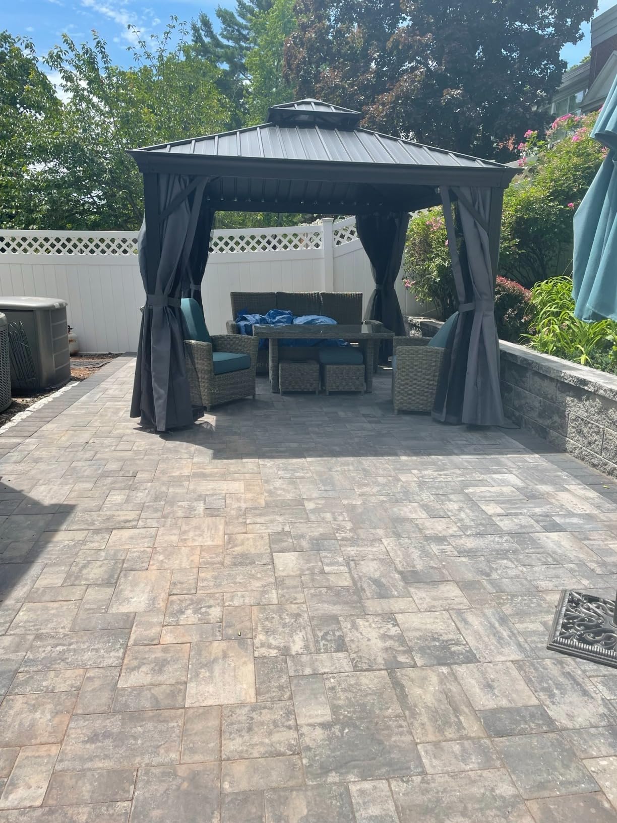 HAPPATIO 10'x12' Outdoor Hardtop Gazebo, Aluminum Gazebo with Double Galvanized Steel Roof, Curtains and Netting for Patio, Backyard, Deck, Lawn, Easy Assembly (Grey) customer photo 1