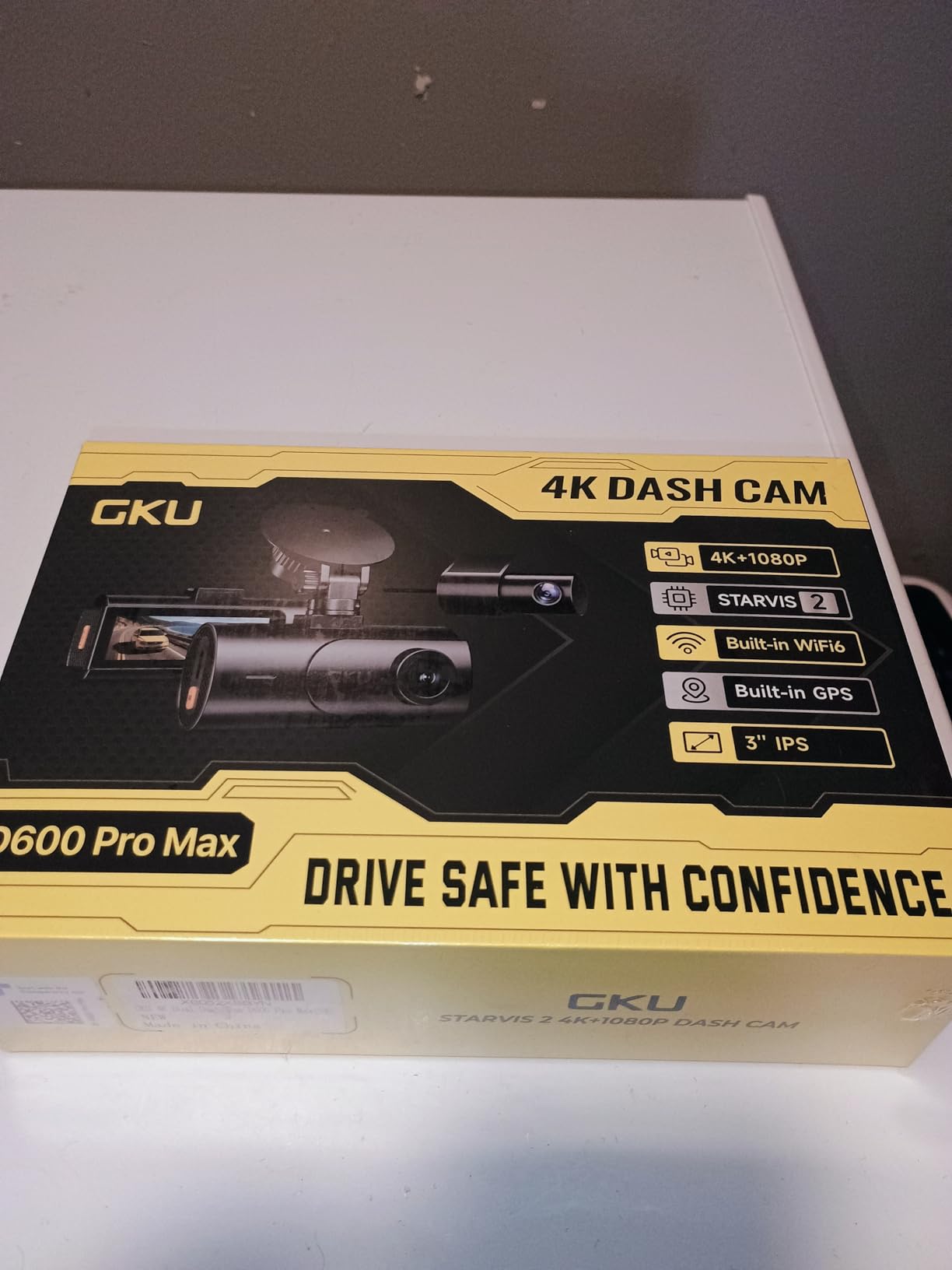 GKU 4K Dual Dash Cam Front and Rear, STARVIS 2 Sensor, 5.8GHz WiFi6 Up to 20MB/s, Voice Control, Dash Camera with GPS, WDR Night Vision, 24H Parking Mode, Loop Recording, Supercapacitor (No SD Card) customer photo 1