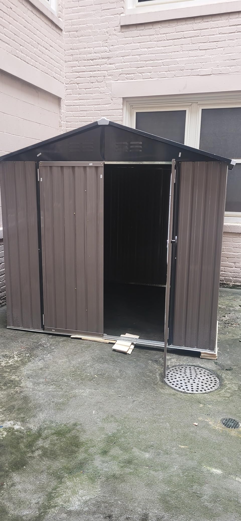 AECOJOY 12' x 16' Large Metal Outdoor Storage Shed with Windows, Heavy Duty Waterproof Outside Storage Shed with Lockable Doors, Ventilated Storage for Tools, Lawn Mower & Garden - Dark Grey customer photo 1