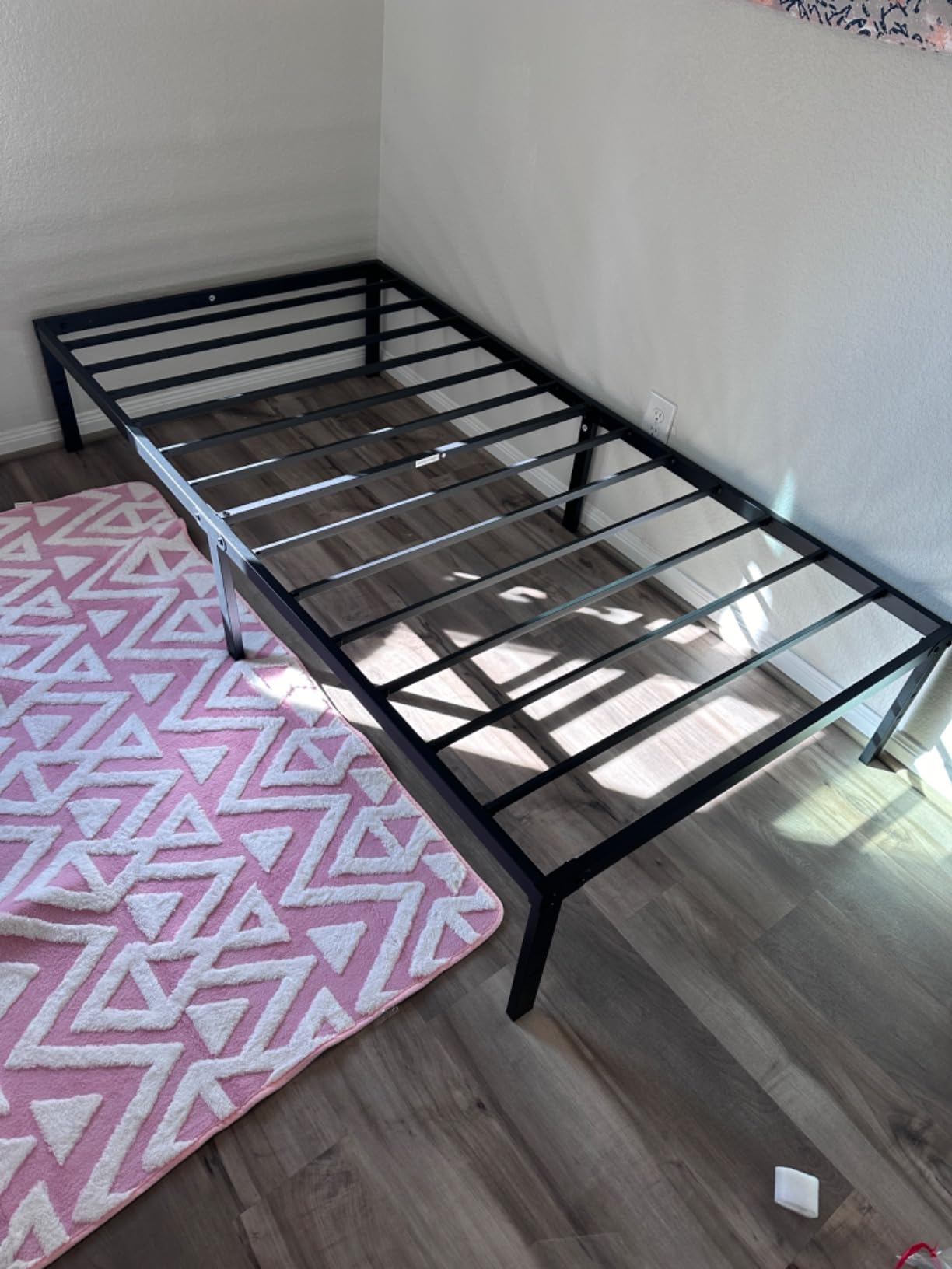 DUMOS Metal Bunk Bed Frame Twin Over Twin with Ladder and High Guardrail, Heavy-Duty Metal Slats Support, Under-Bed Storage Space, No Box Spring Needed, Noise Free, Black customer photo 2