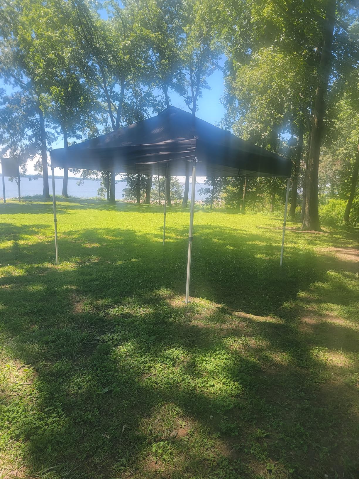 WEIZE 10x10 Pop Up Canopy Tent, 1-Button Push Setup Canopy Tent, Adjustable Height Instant Portable Shelter, Portable Roller Bag, Easy Outdoor Sun Shade for Events, 4 Weight Bags, Black customer photo 1