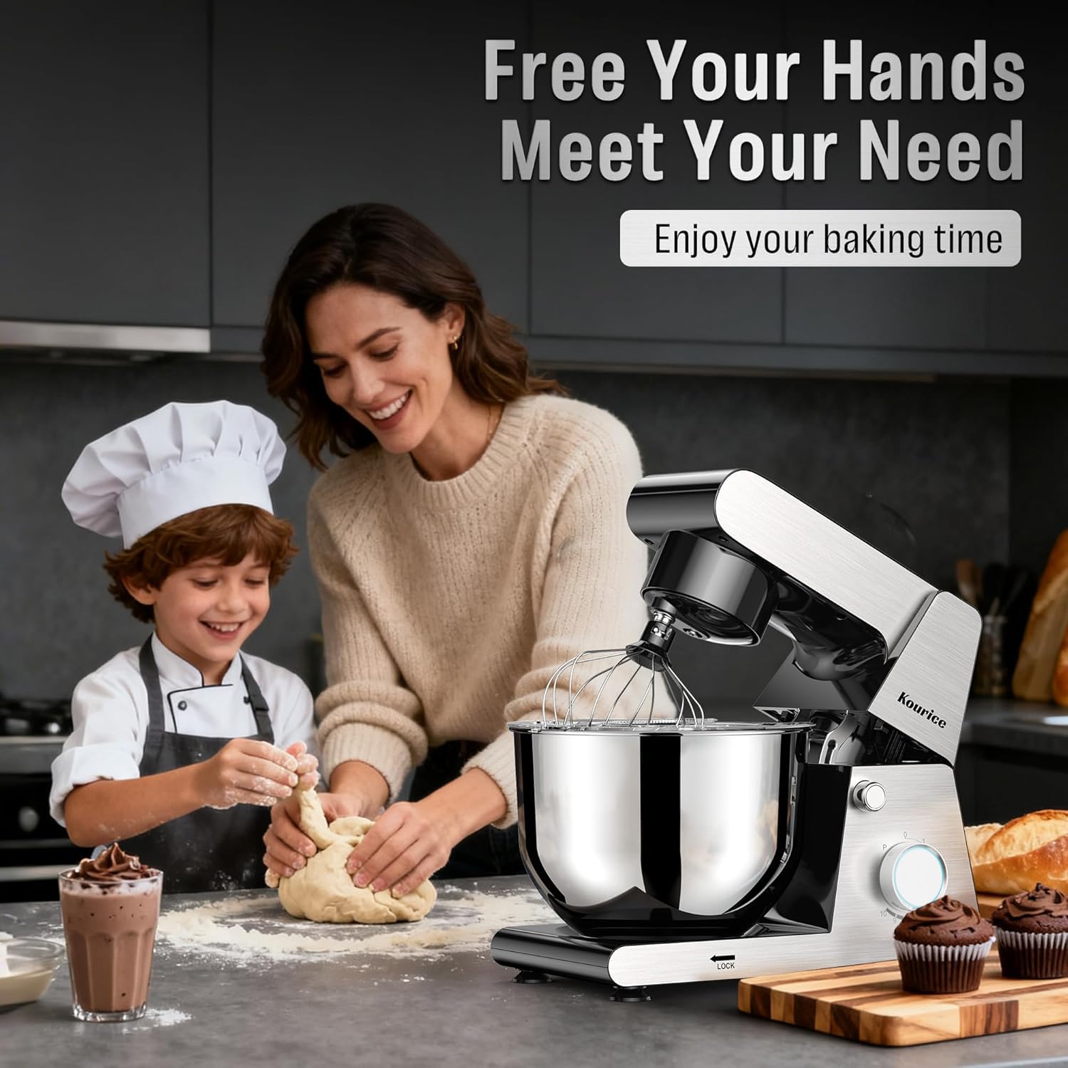 6.5QT Tilt-Head Stand Mixer, Heavy Duty Pro 10-Speed Electric Mixer, Stainless Steel Cladding & Bowl with Dough Hook, Wire Whisk and Flat Beater for Home Baking, Bread, Cake, Pizza Dough customer photo 2