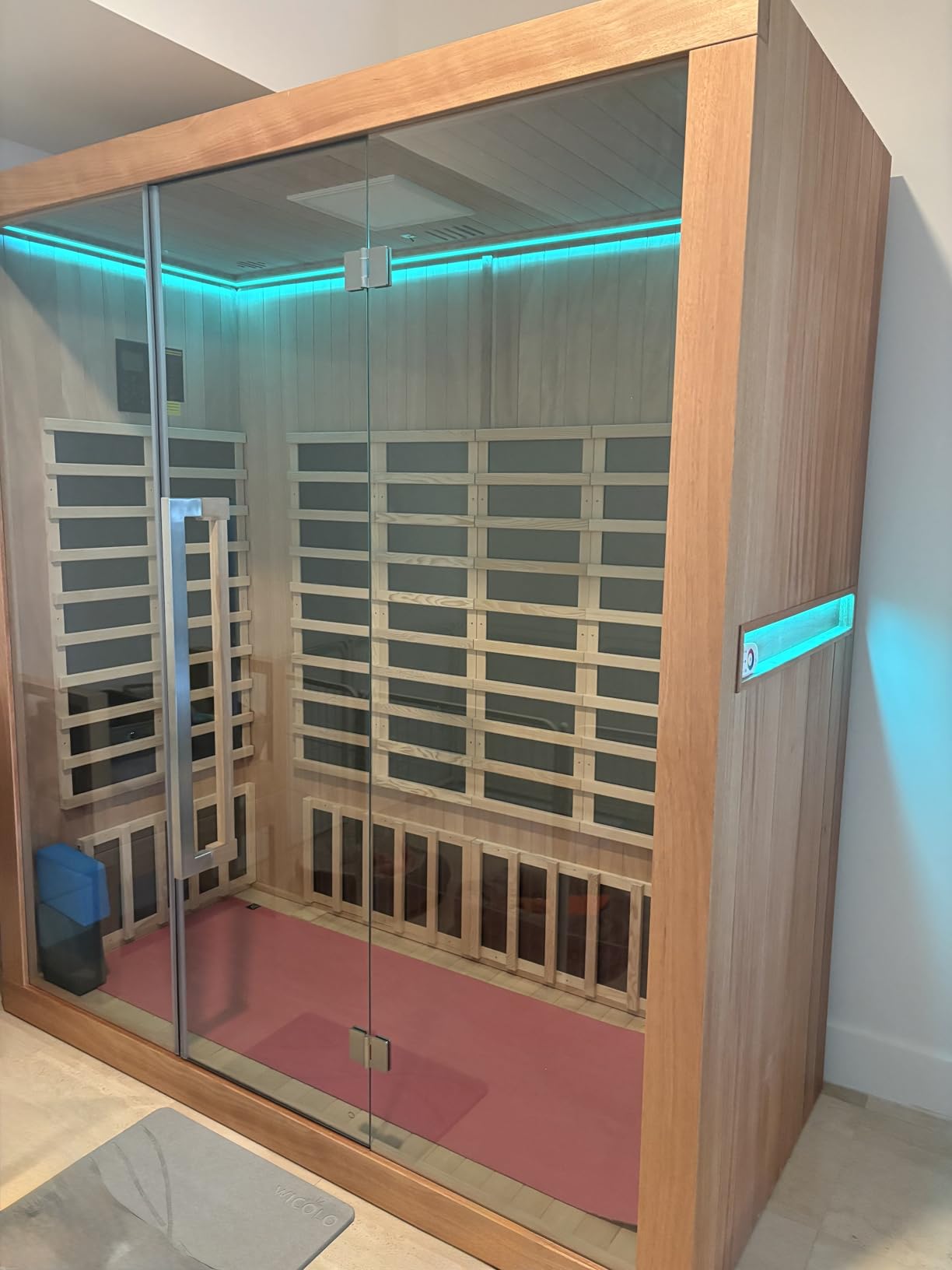 4 Person Outdoor Sauna Barrel Traditional Sauna with Harvia 6KW Heater, Japanese Cedar Wood Outdoor Sauna with Waterproof Asphalt Shingle Roof, Tempered Glass Door, Includes Sauna Accessory Set customer photo 1