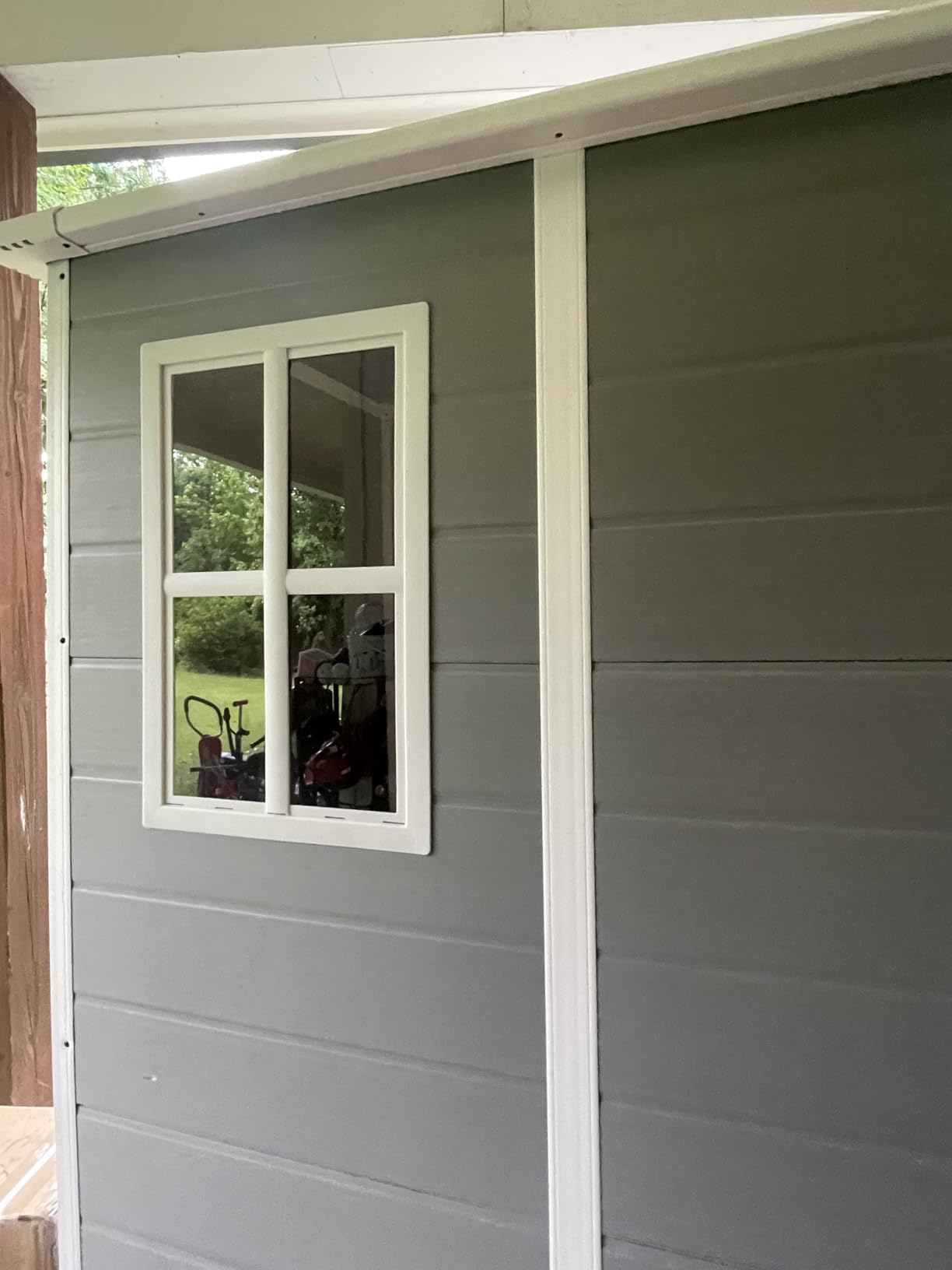 Patiowell 6 x 4 FT Plastic Outdoor Storage Shed with Floor, Resin Outside Sheds with Window, Garden Tool Shed with Lockable Door for Patio Storage, Backyard, Light Gray customer photo 1