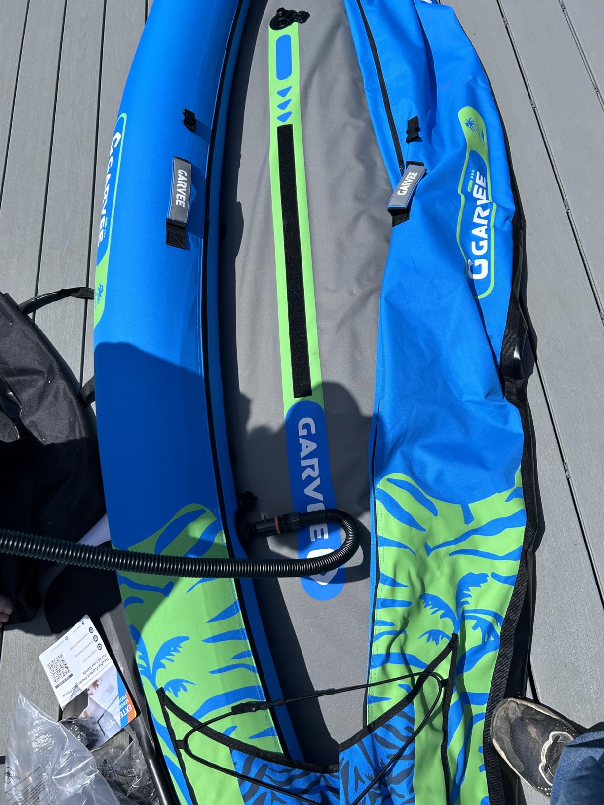 2 Person Inflatable Kayak, Fishing Kayak for Adults, Portable Touring Kayaks with Padded Seat, 3 Fins, Hand Pump, Carry Bag, Repair Kit, 12.5FT/450 LBS Weight Capacity customer photo 1