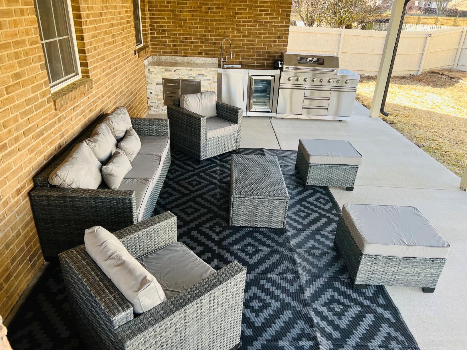 KoolMore Reserve Outdoor Kitchen Island with 6 Burner Grill and a Side Burner, Sink, Storage Cabinet, and Beverage Refrigerator, CSA Listed in Sleek Black customer photo 2