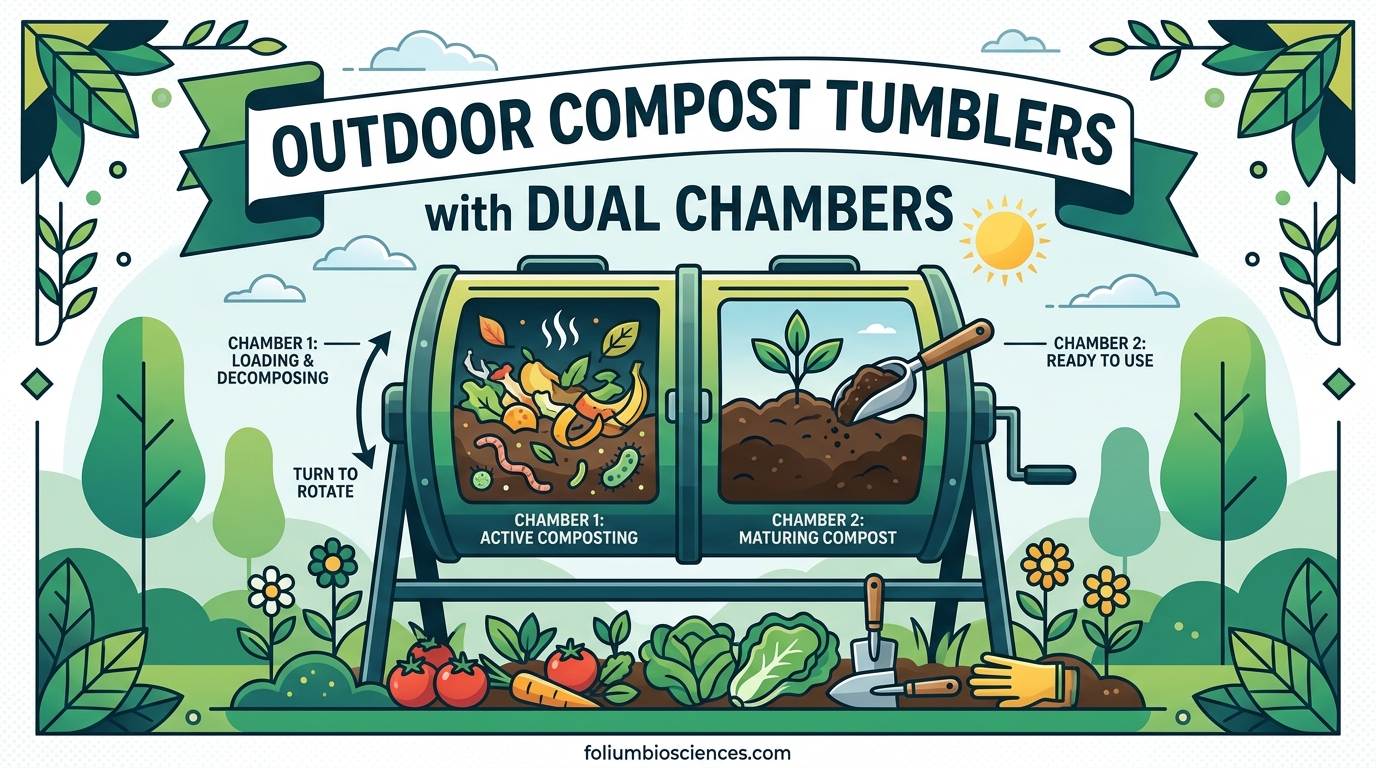 Outdoor Compost Tumblers with Dual Chambers
