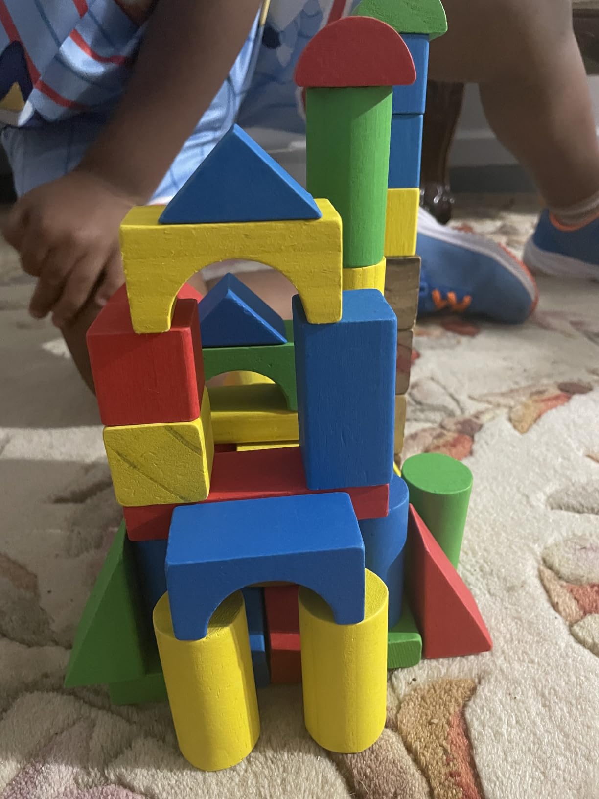 Melissa & Doug Wooden Building Blocks, 100-Piece Set of Sorting & Stacking Toys in 4 Colors and 9 Shapes, Classic Toddler Toys for Girls & Boys Ages 2+ - FSC Certified customer photo 2