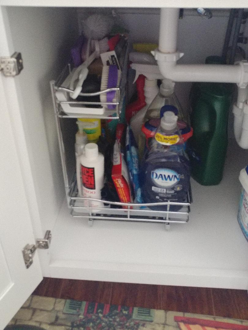 LYNK PROFESSIONAL Pull Out Under Sink Kitchen Cabinet Organizer - 11.5 in. x 18 inch deep Drawer - Sliding Shelf Organizer for Cabinets and Undersink Storage Shelves - Lifetime Ltd. Warranty - Chrome customer photo 1