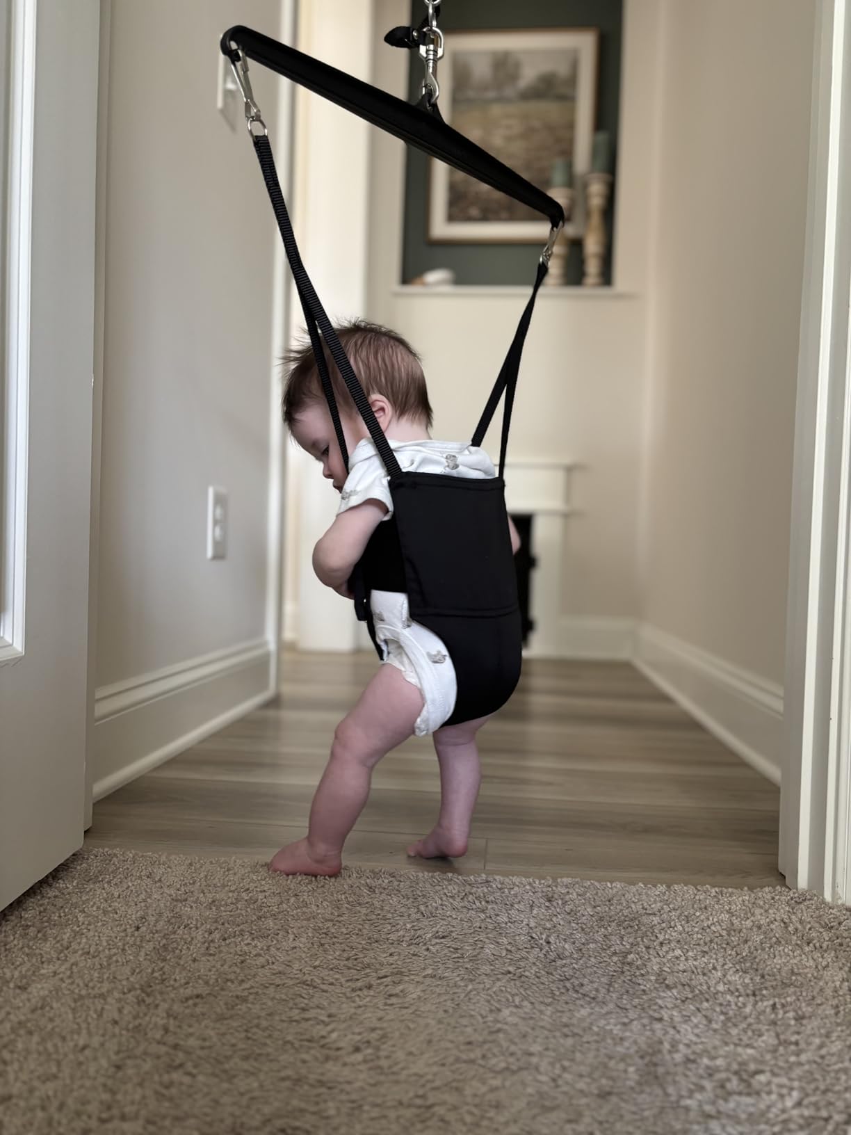 Jolly Jumper Iconic (Black), Doorway Baby Jumper, Indoor Exercise Saddle Seat, Adjustable Height, for Infants up to 28lbs, No Stand Required customer photo 2