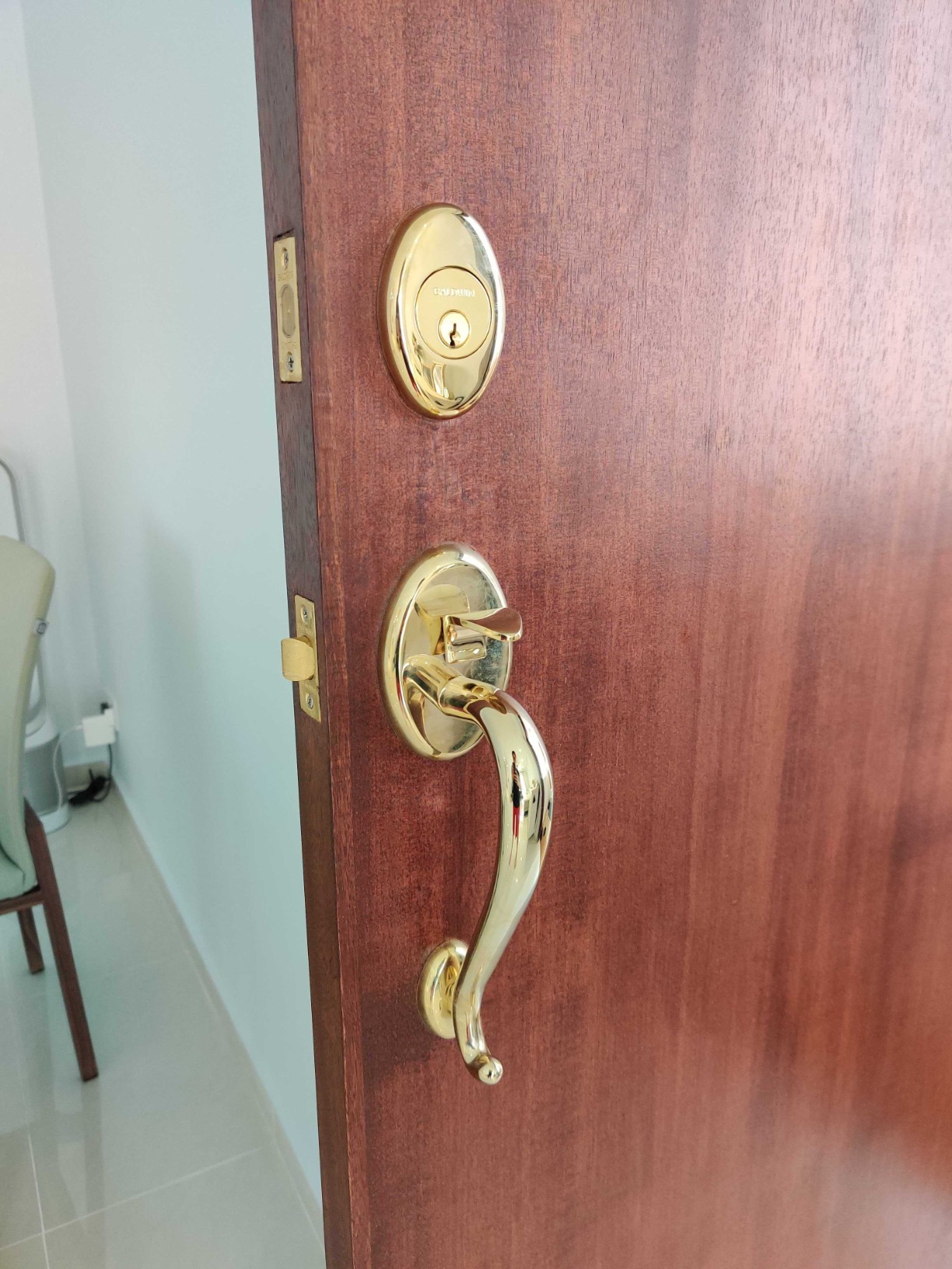 Baldwin Estate Polished Brass Logan Single Cylinder Sectional Handleset with Classic Round Knob, 85315.003.ENTR customer photo 1