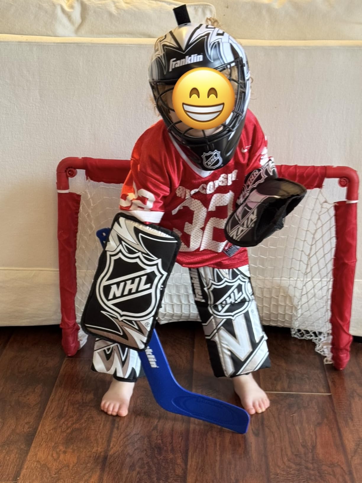 Franklin Sports NHL Youth Knee Hockey Goalie Pads + Helmet Set - Kids Knee + Mini Hockey Goalie Gear + Equipment customer photo 1