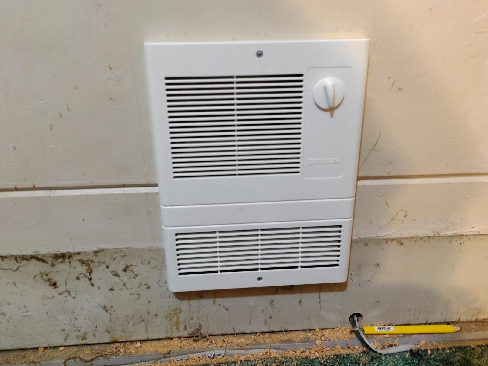 Broan-NuTone 9815WH High Capacity Wall Heater with Built-In Adjustable Thermostat, 1500W, 120/240V, White customer photo 1