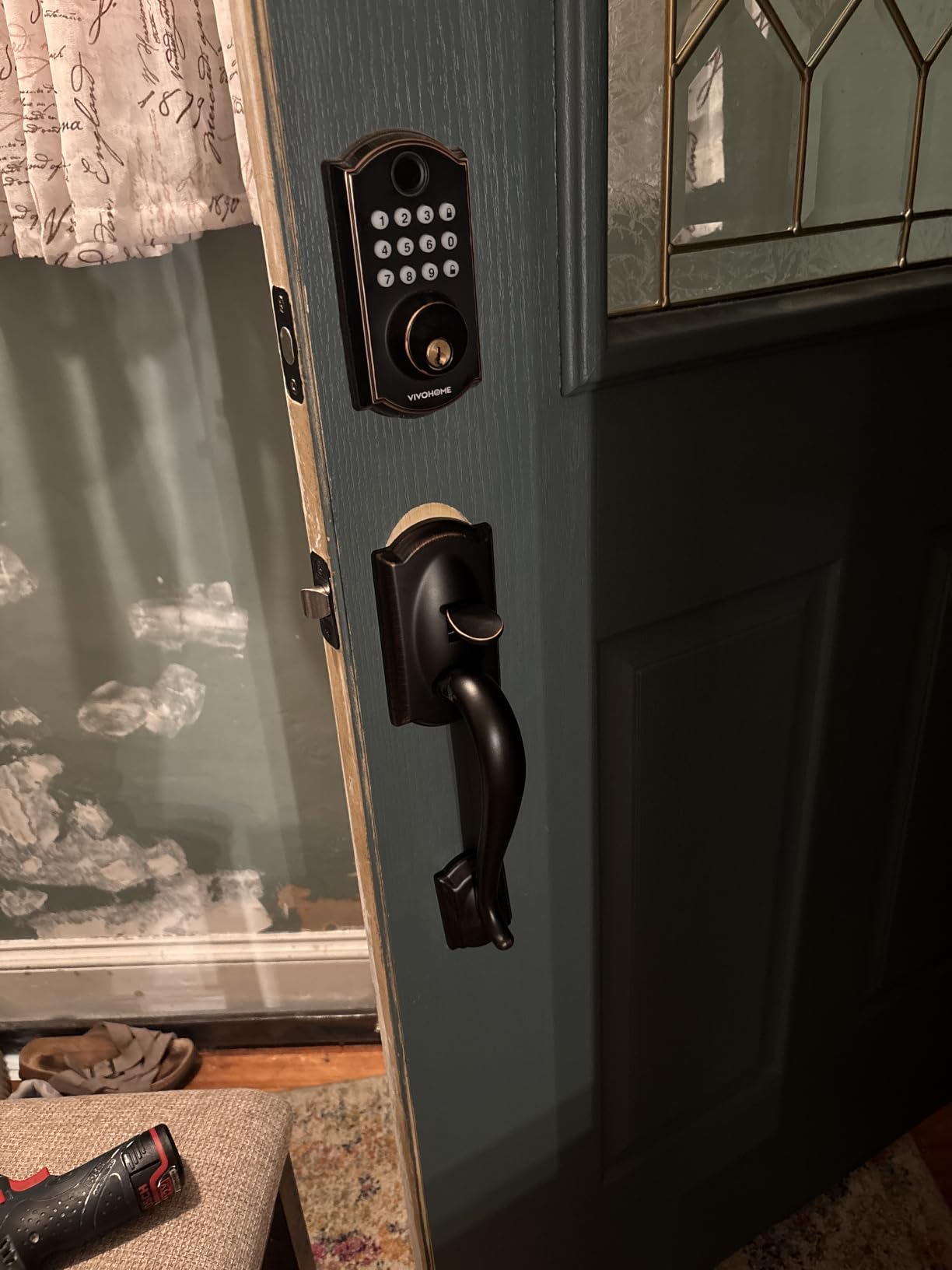 Schlage FE285 CAM 716 GEO Camelot Front Entry Handleset with Georgian Knob, Lower Half Grip, Aged Bronze customer photo 1