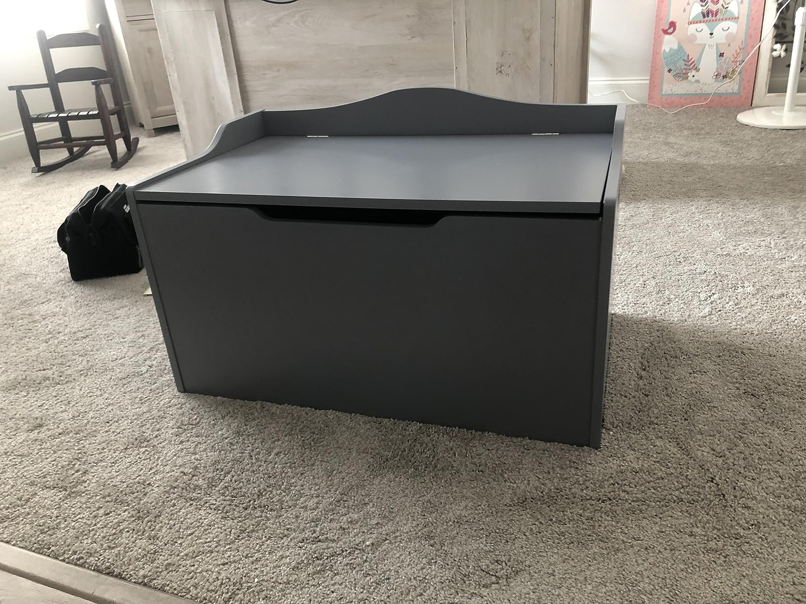 Badger Basket Bench-Top Wooden Toy Box - Kids Storage Chest and Bench Combo with Dual Safety Hinges, Side Handles, Front Slot - Organizer for Toys and Essentials - Espresso customer photo 1