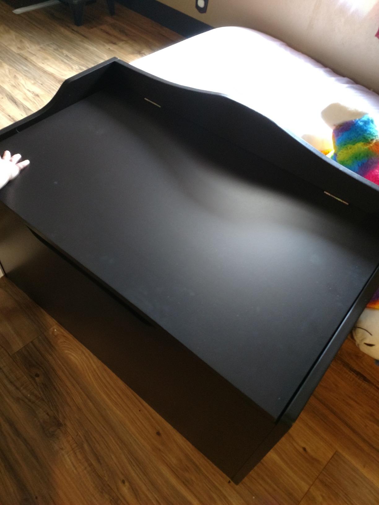 Badger Basket Bench-Top Wooden Toy Box - Kids Storage Chest and Bench Combo with Dual Safety Hinges, Side Handles, Front Slot - Organizer for Toys and Essentials - Espresso customer photo 2