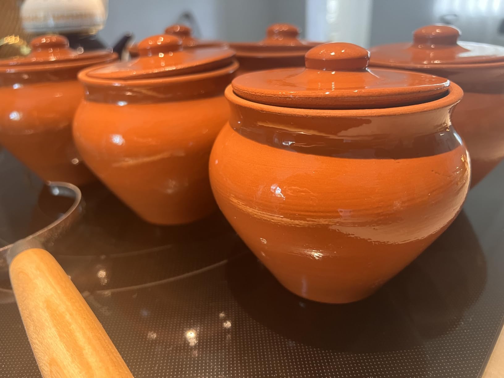 Stoneware Ramekins with Lids (Set of 6) & 1 Oven Fork - 16.9 fl oz (500 ml) - Clay Pots for Cooking, Dutch Oven Pot With Lid, Cooking Pot, Earthenware Pot, Stockpot with Lid, Earthenware Rice Pots Small Clay Pots customer photo 1