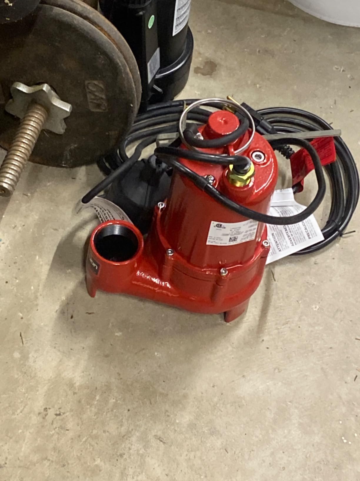 RL-SC50T, 115V, 1/2 HP, Automatic Sump/Light Effluent Pump | 4300 GPH, 10' Cord, Piggyback tethered switch, Cast iron, For high-volume water removal, Up to 3/8